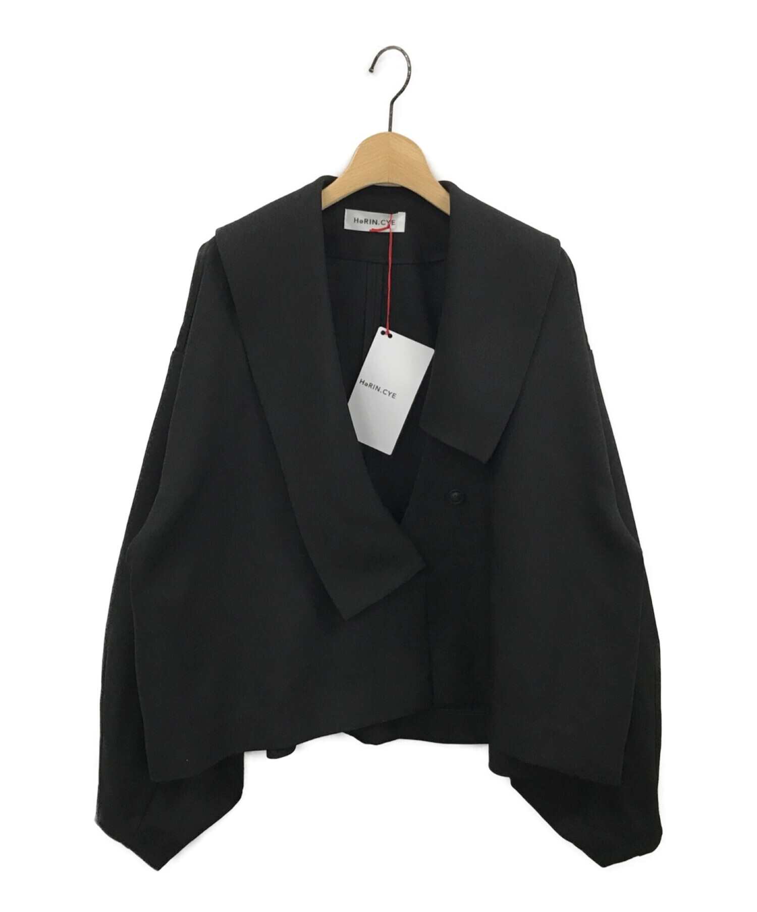 HeRIN.CYE (ヘリンドットサイ) Big asymmetry collar jacket ブラック サイズ:FREE