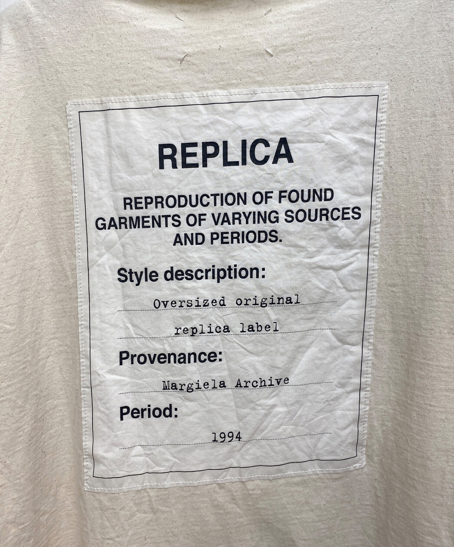 Maison Margiela 10 (メゾンマルジェラ 10) OVERSIZED REPLICA TEE アイボリー サイズ:48