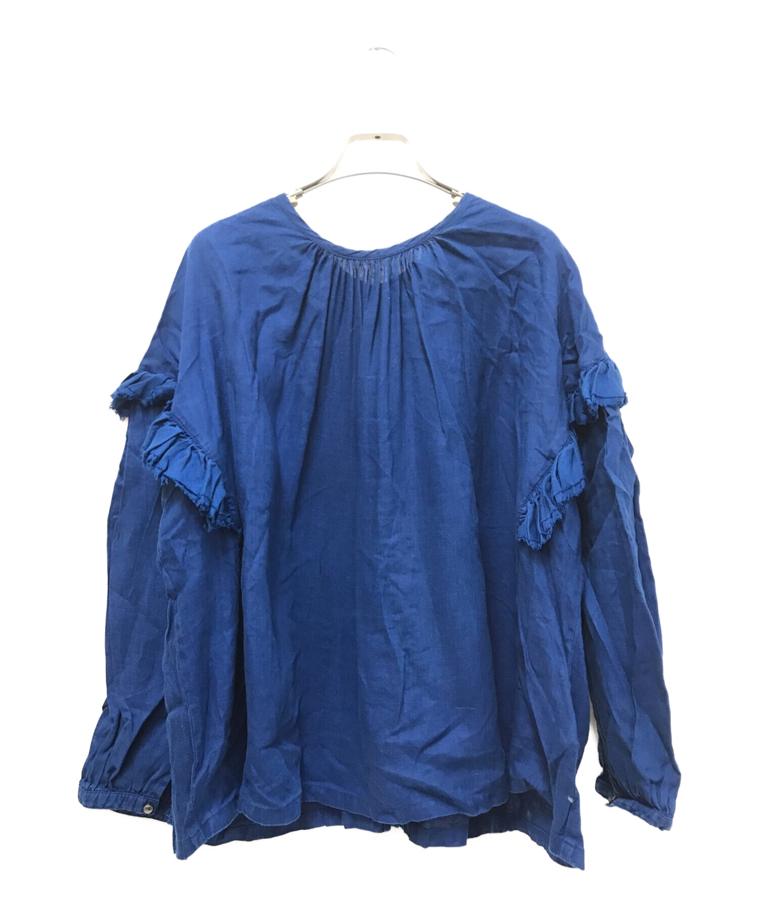 購入者■ネストローブ nest Robe *リネンサフィランブラウス*Fネイビー系シャツ長袖0422 Mサイズ
