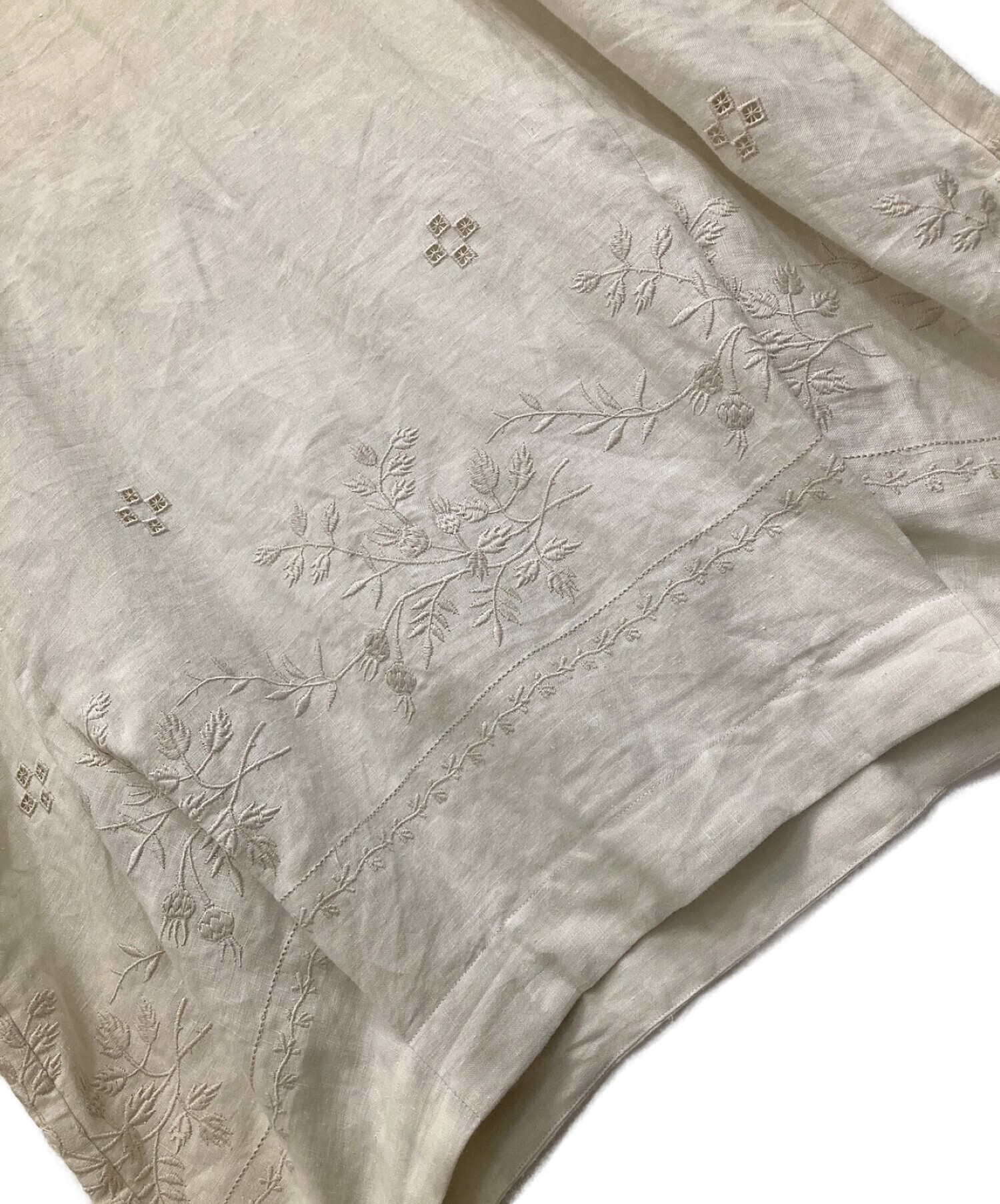 リゼッタLisette/スモーキーネイビー裾刺繍2wayリネンワンピース美品