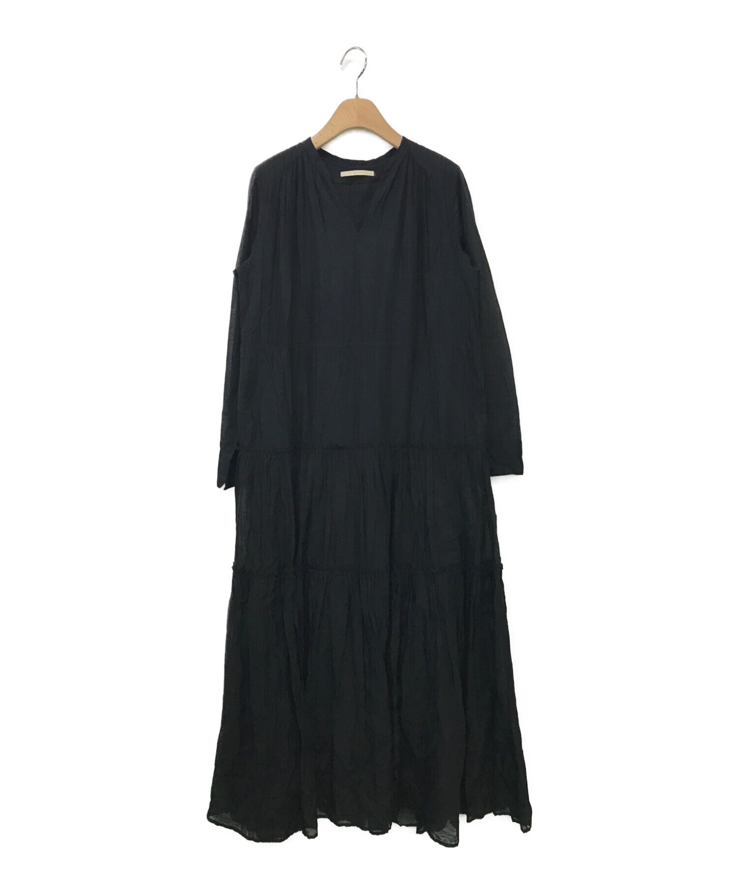 ne quittez pas (ヌキテパ) COTTON GATHER LONG DRESS ブラック サイズ:-