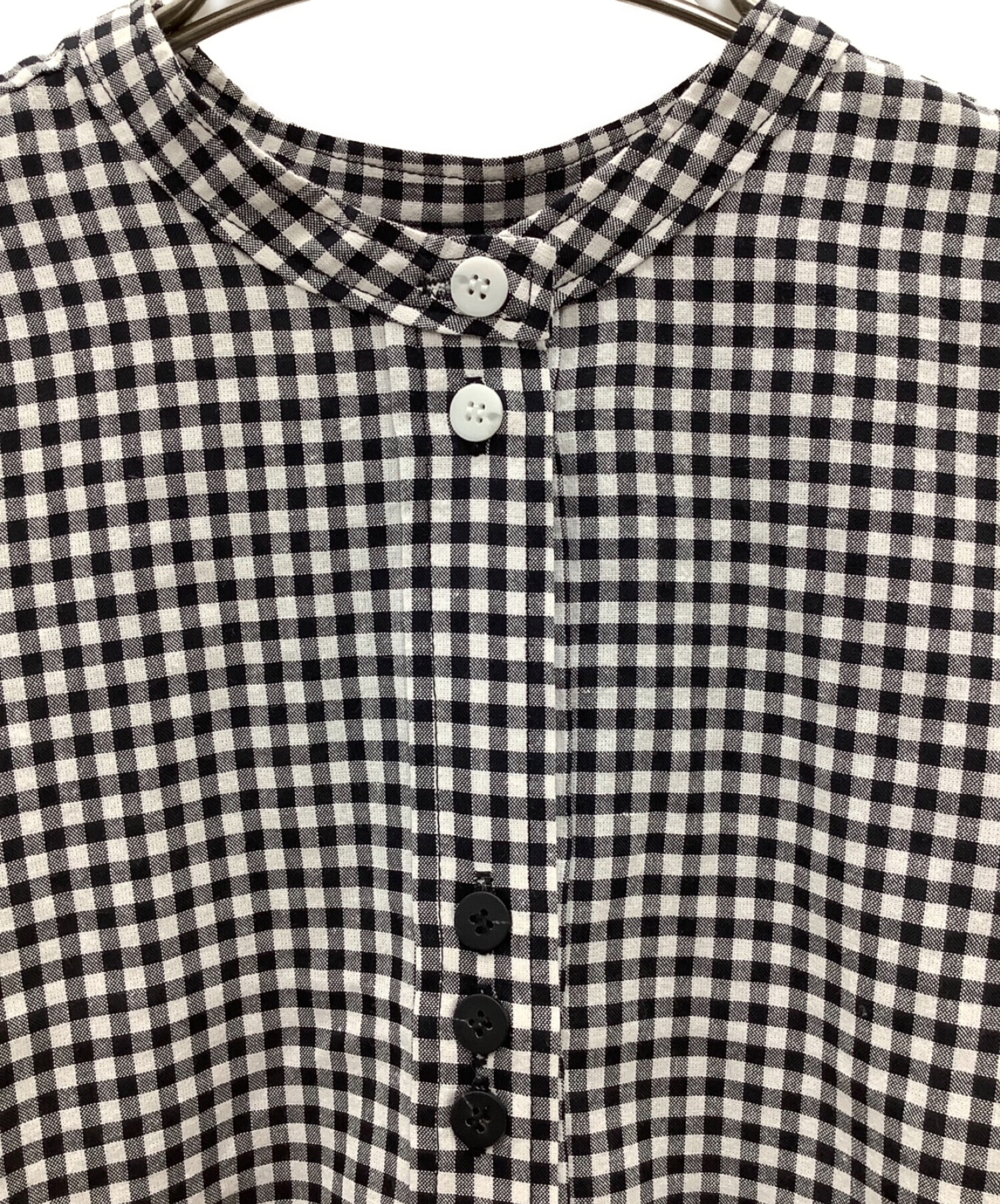 willfully (ウィルフリー) gingham check french sleeve over SH ブラック サイズ:F