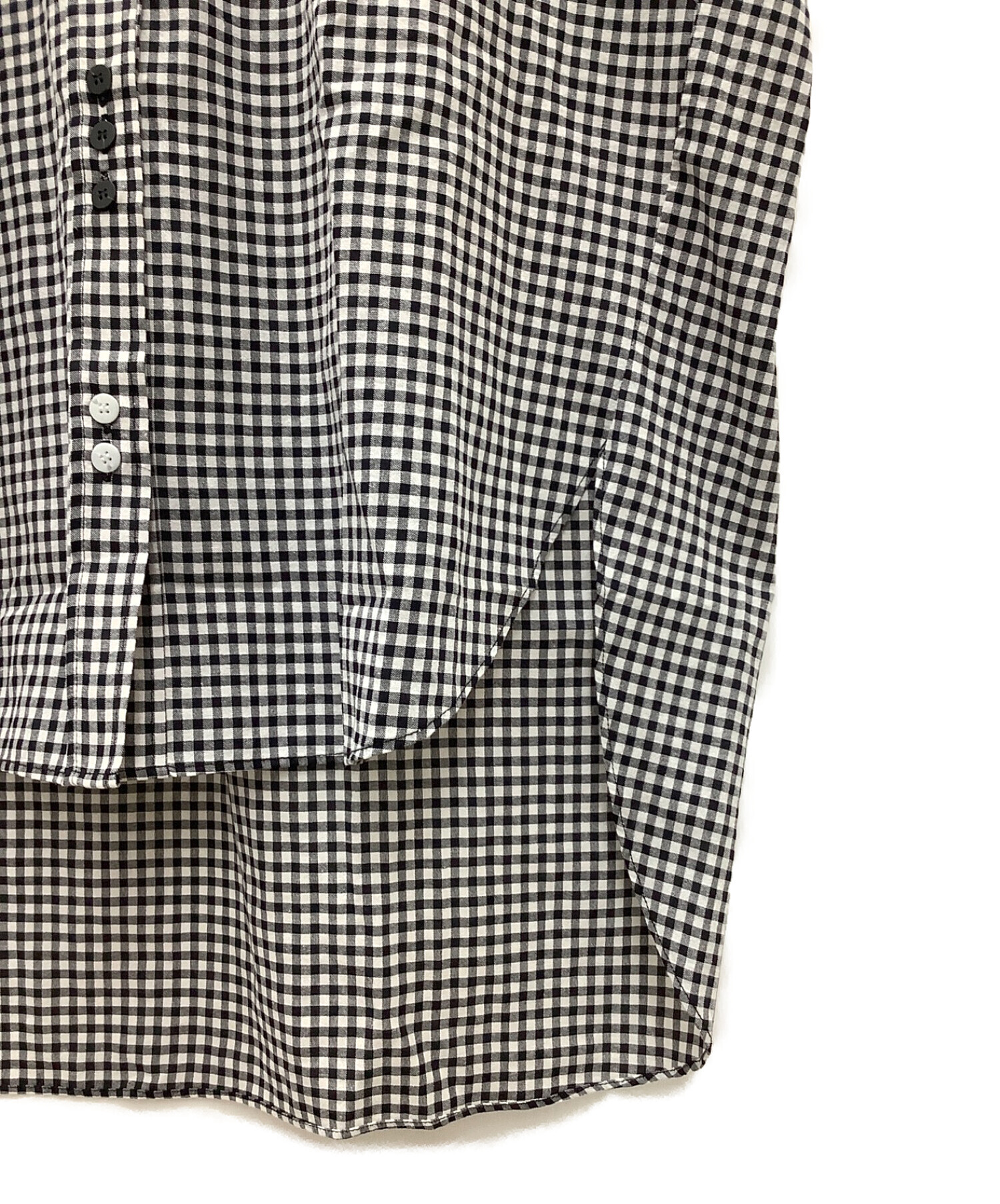 willfully (ウィルフリー) gingham check french sleeve over SH ブラック サイズ:F