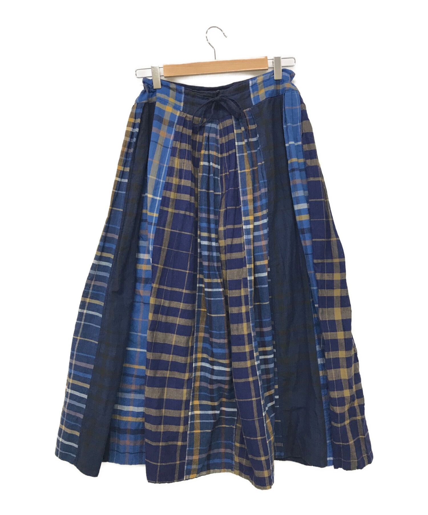 Khadi and Co (カディアンドコー) MIX CHECKED SKIRT ブルー サイズ:M