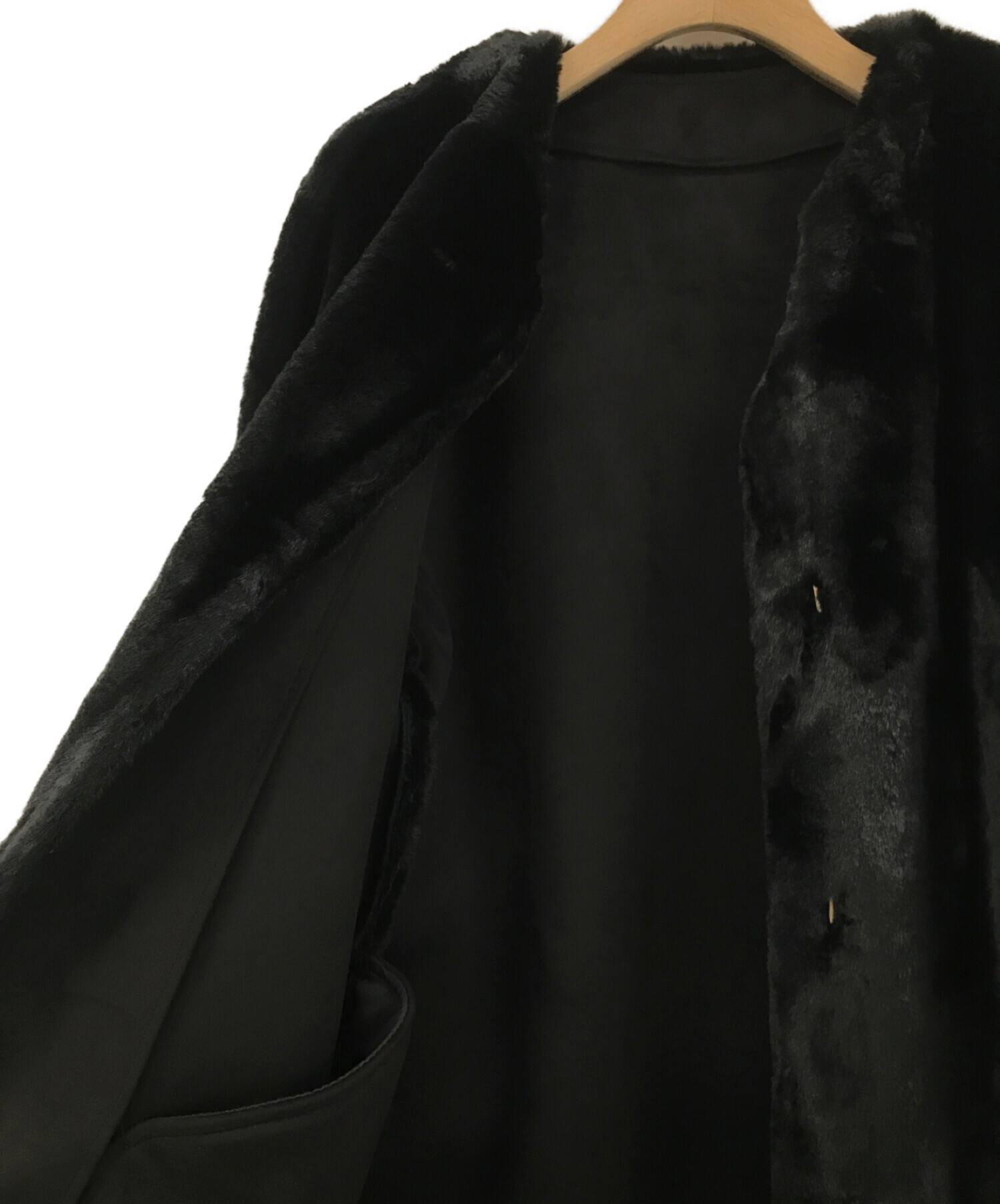 Loulou Willoughby (ルルウィルビー) エコファーノーカラーコート ブラック サイズ:2 未使用品