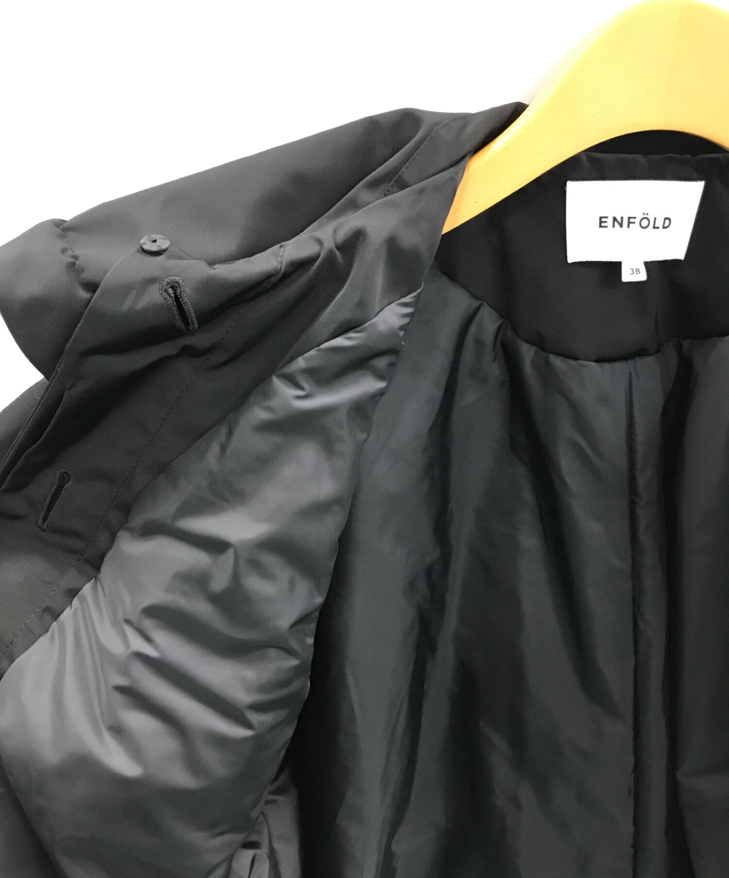 ENFOLD (エンフォルド) メモリーツイル ビッグカラーショートジャケット ブラック サイズ:38