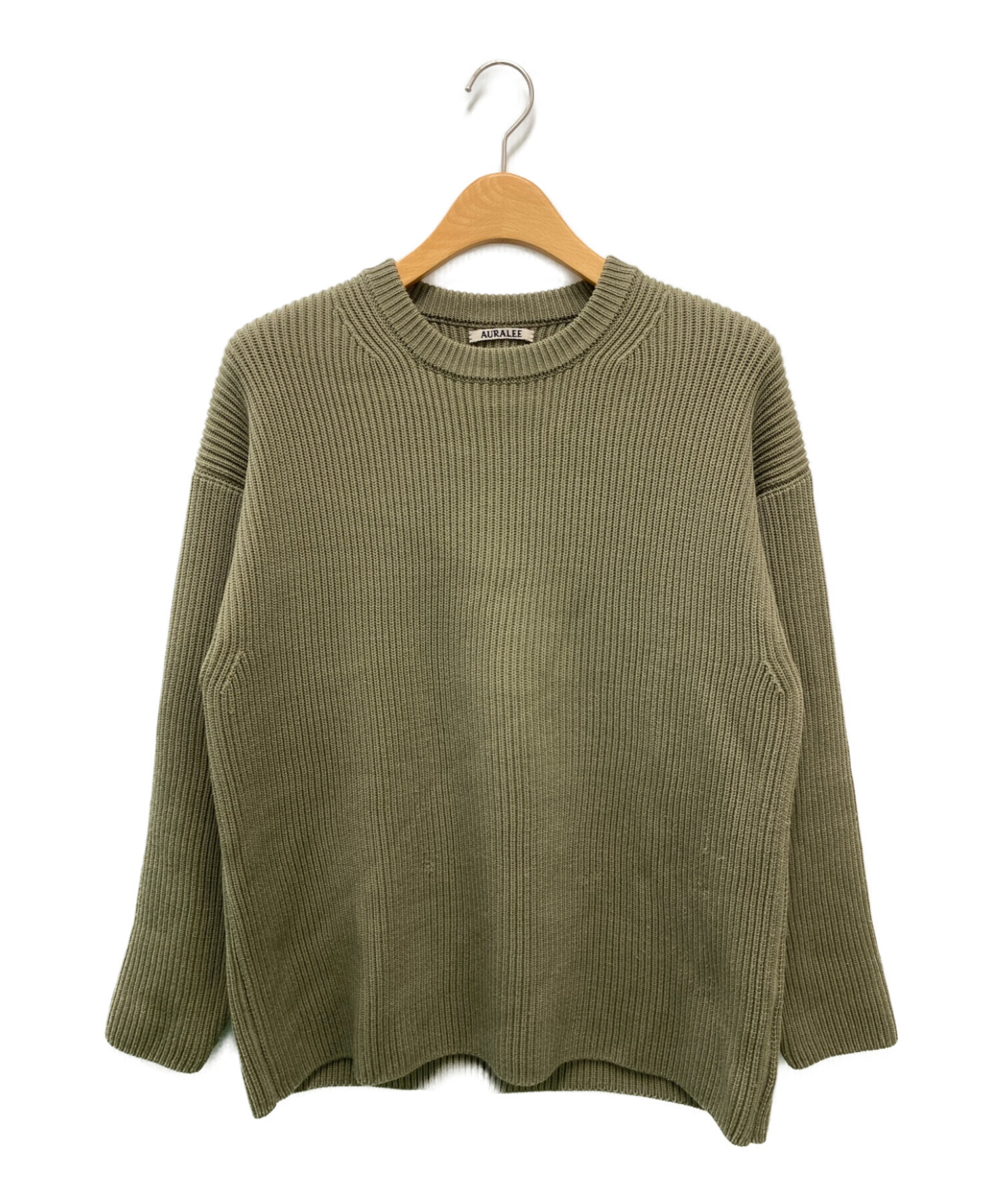 AURALEE (オーラリー) SUPER FINE WOOL RIB KNIT BIG P/O カーキ サイズ:3