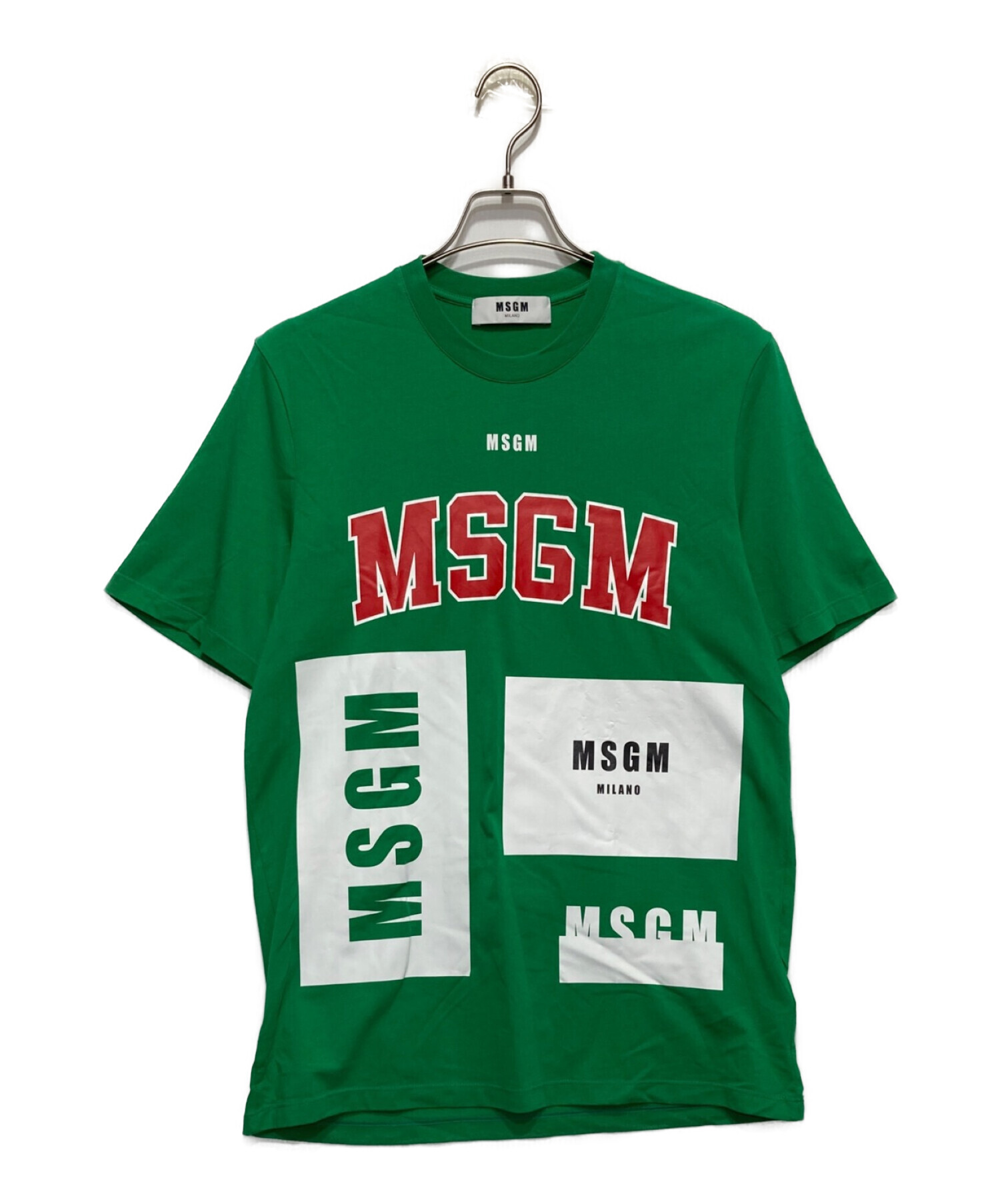 MSGM (エムエスジーエム) ロゴプリントTシャツ グリーン サイズ:XS