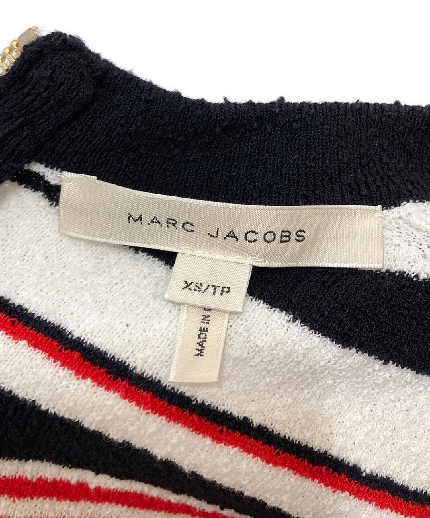 MARC JACOBS (マーク ジェイコブス) バックロゴジップ半袖ニット レッド サイズ:XS
