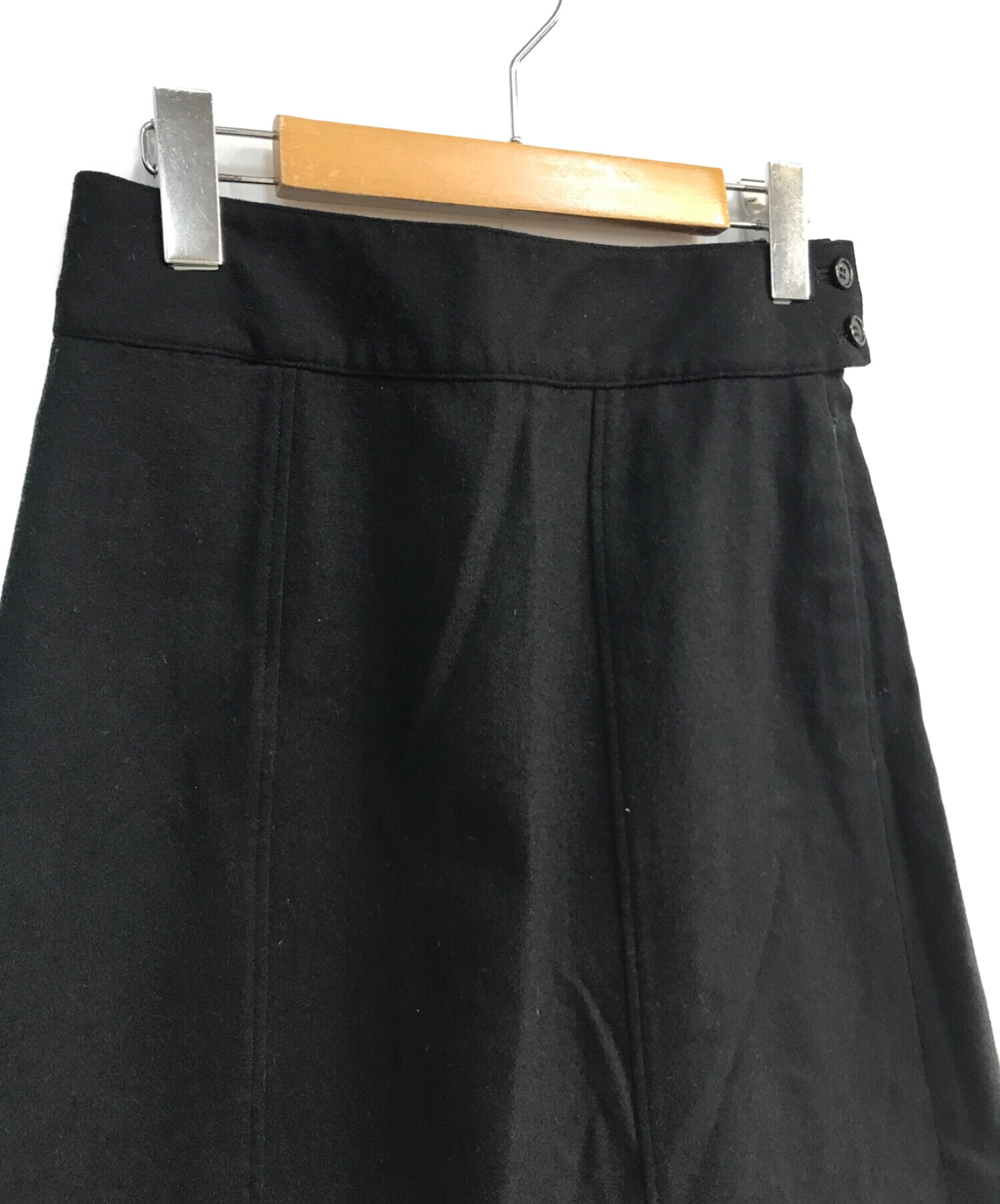 MARGARET HOWELL (マーガレットハウエル) ウール台形スカート ブラック サイズ:1