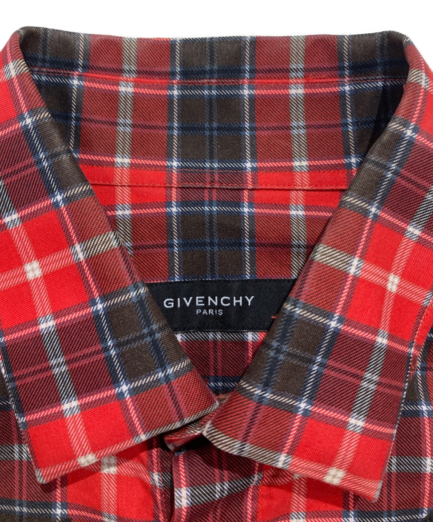 GIVENCHY (ジバンシィ) 比翼チェックシャツ レッド サイズ:SIZE 39