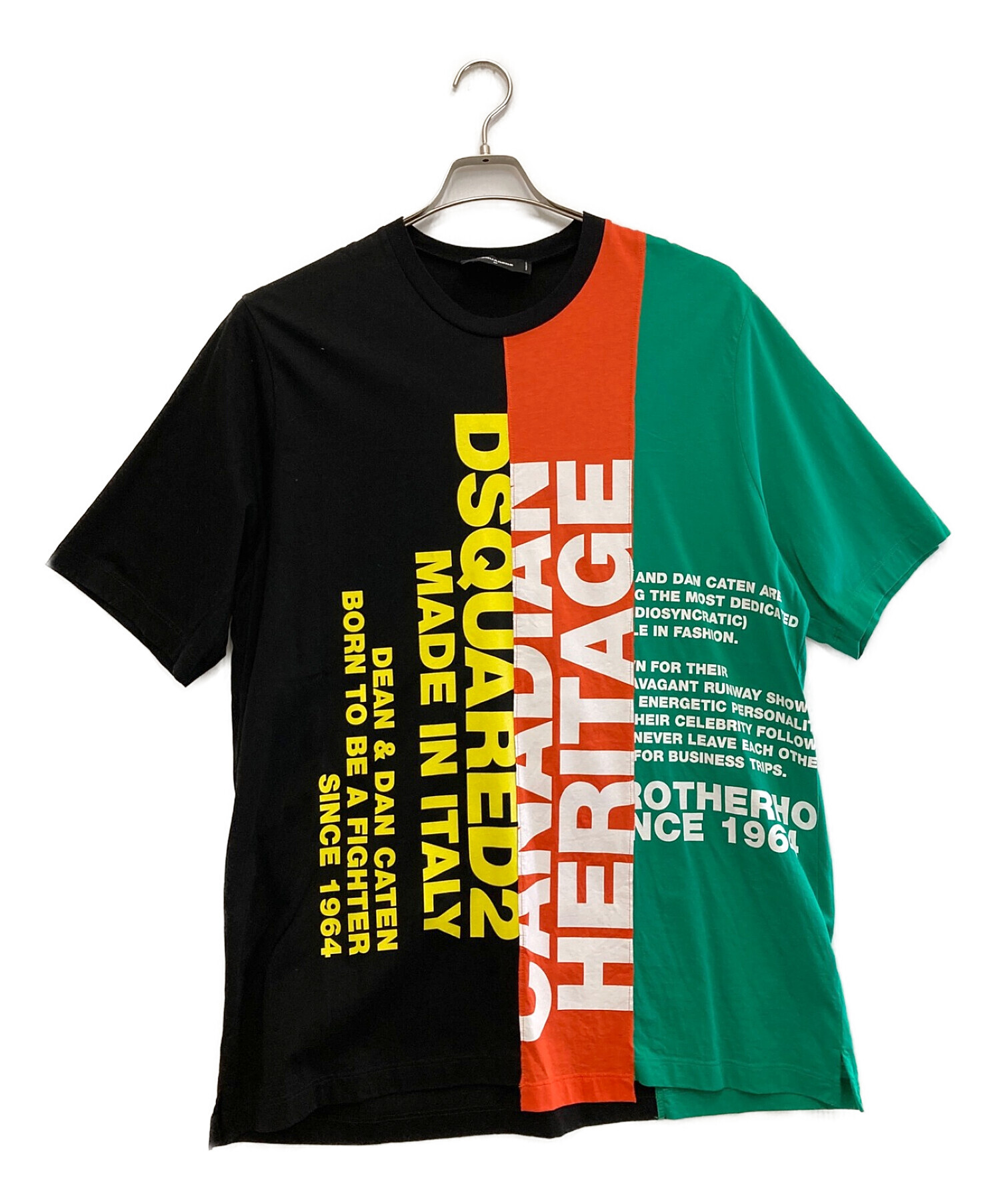 DSQUARED2 (ディースクエアード) 再構築Tシャツ ブラック×グリーン サイズ:Ｍ