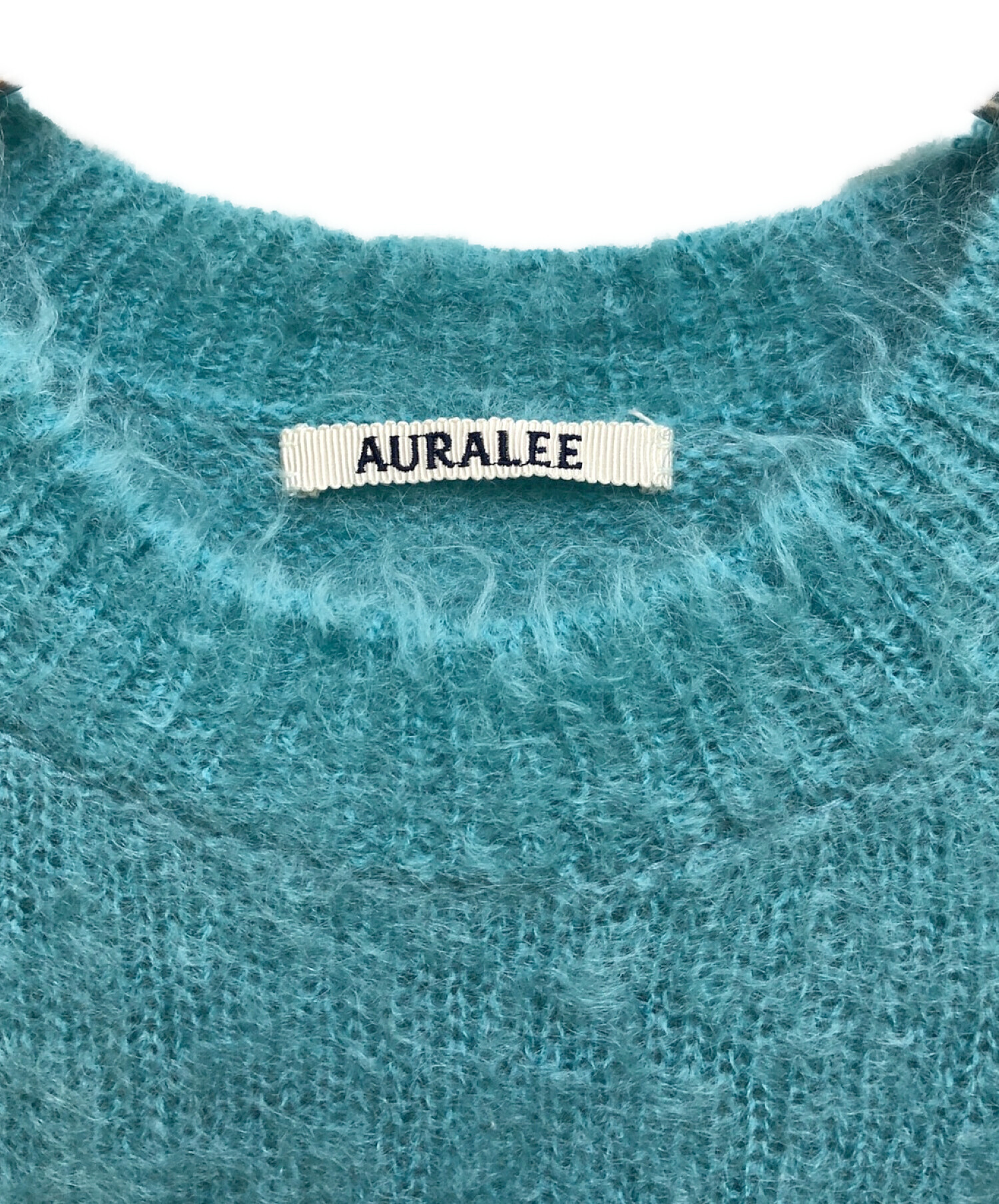 AURALEE (オーラリー) 22AW BRUSHED SUPER KID MOHAIR KNIT P/O ブルー サイズ:SIZE 3