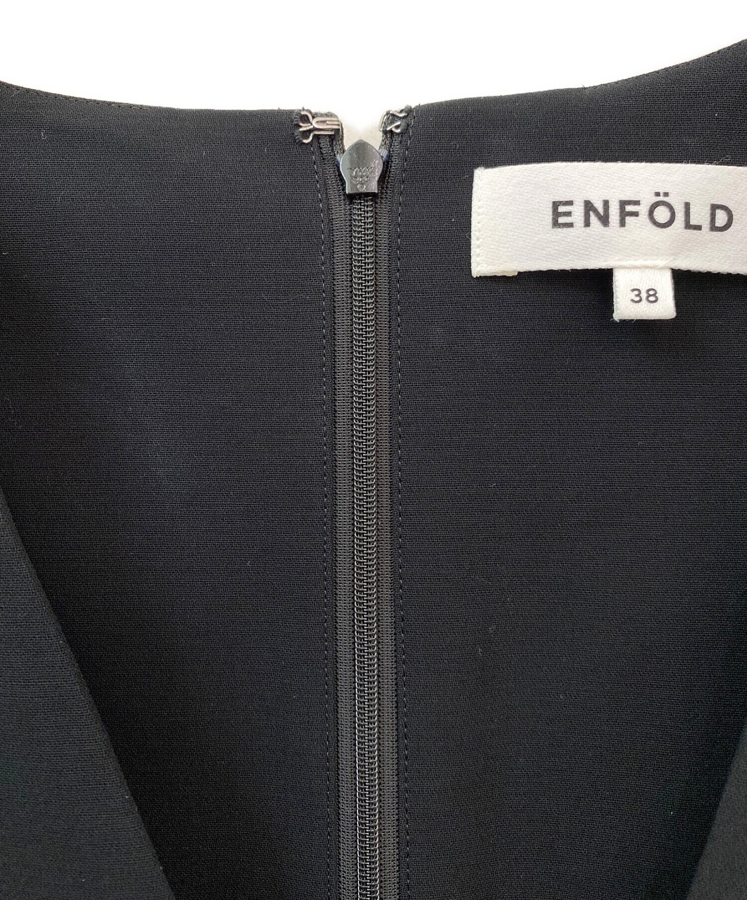 ENFOLD (エンフォルド) コットンダブルクロスミニマルサロペット ブラック サイズ:38