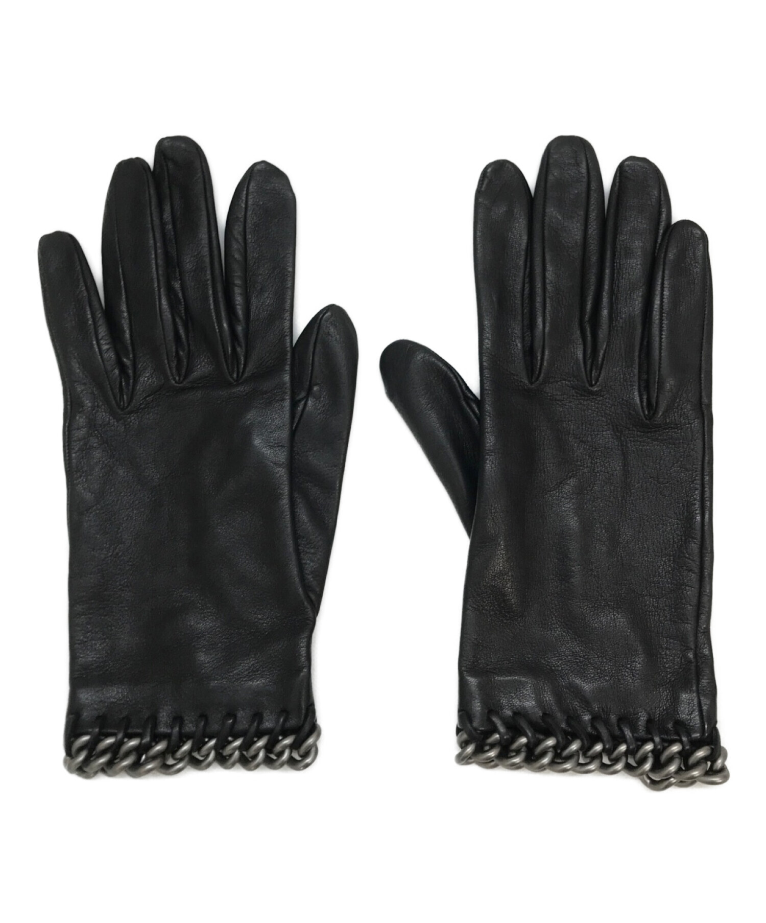 エルメス レザーグローブ 手袋 パンチング ブラック サイズ７約8cm素材ラムレザー裏地