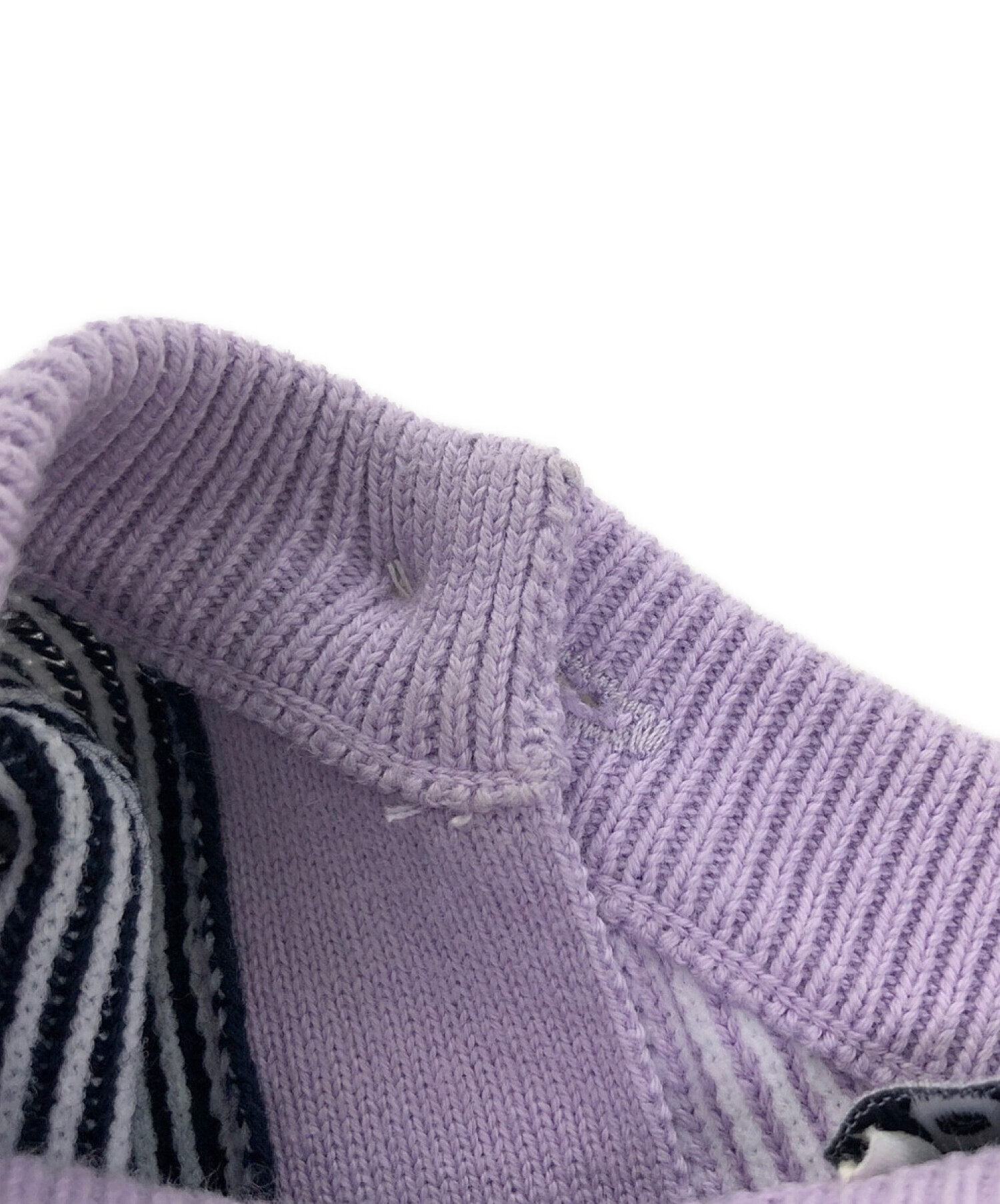 AALTO (アールト) short stripe drape knit cardigan パープル サイズ:34