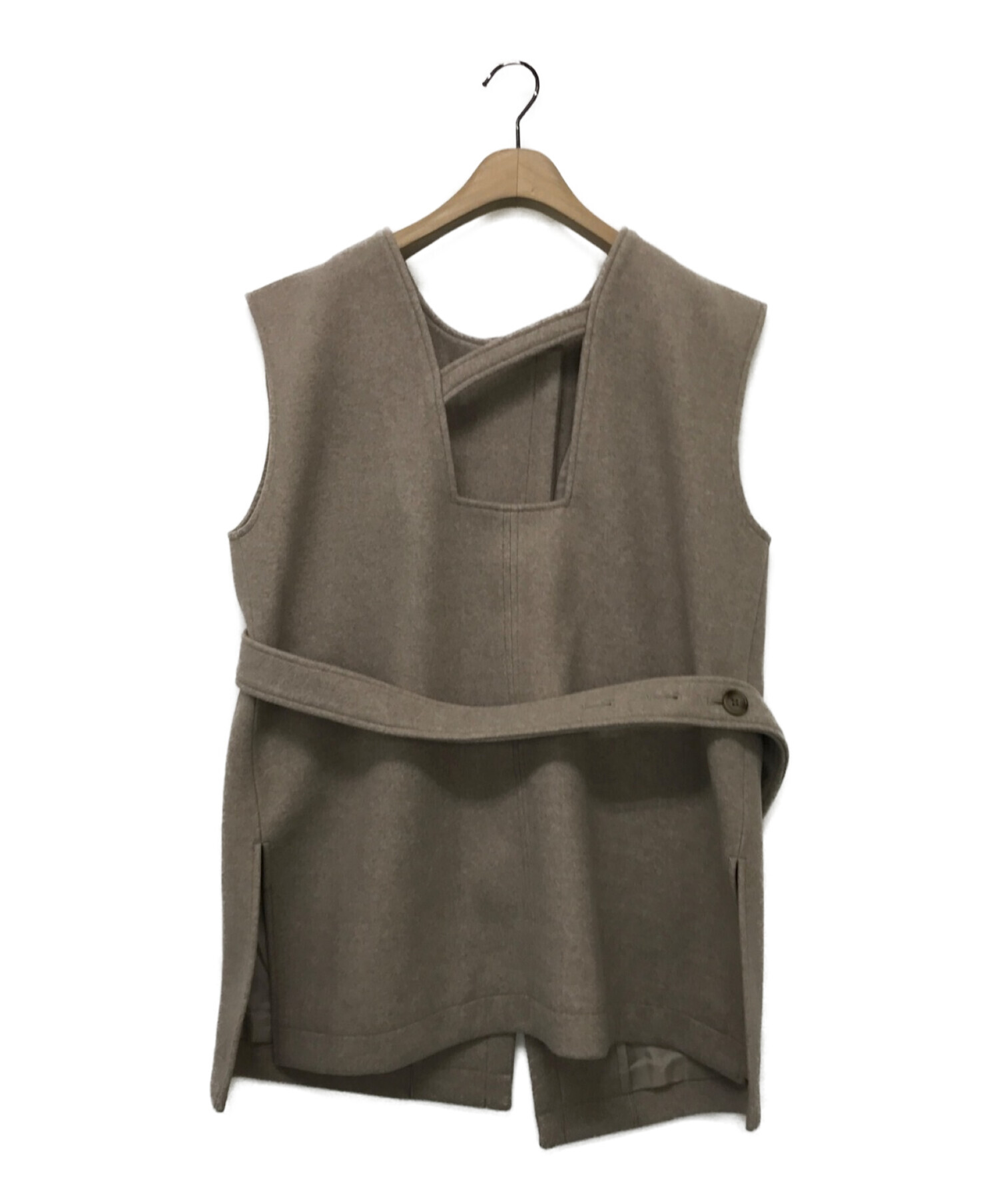 Eaphi asymmetry wool belt vest beige - その他
