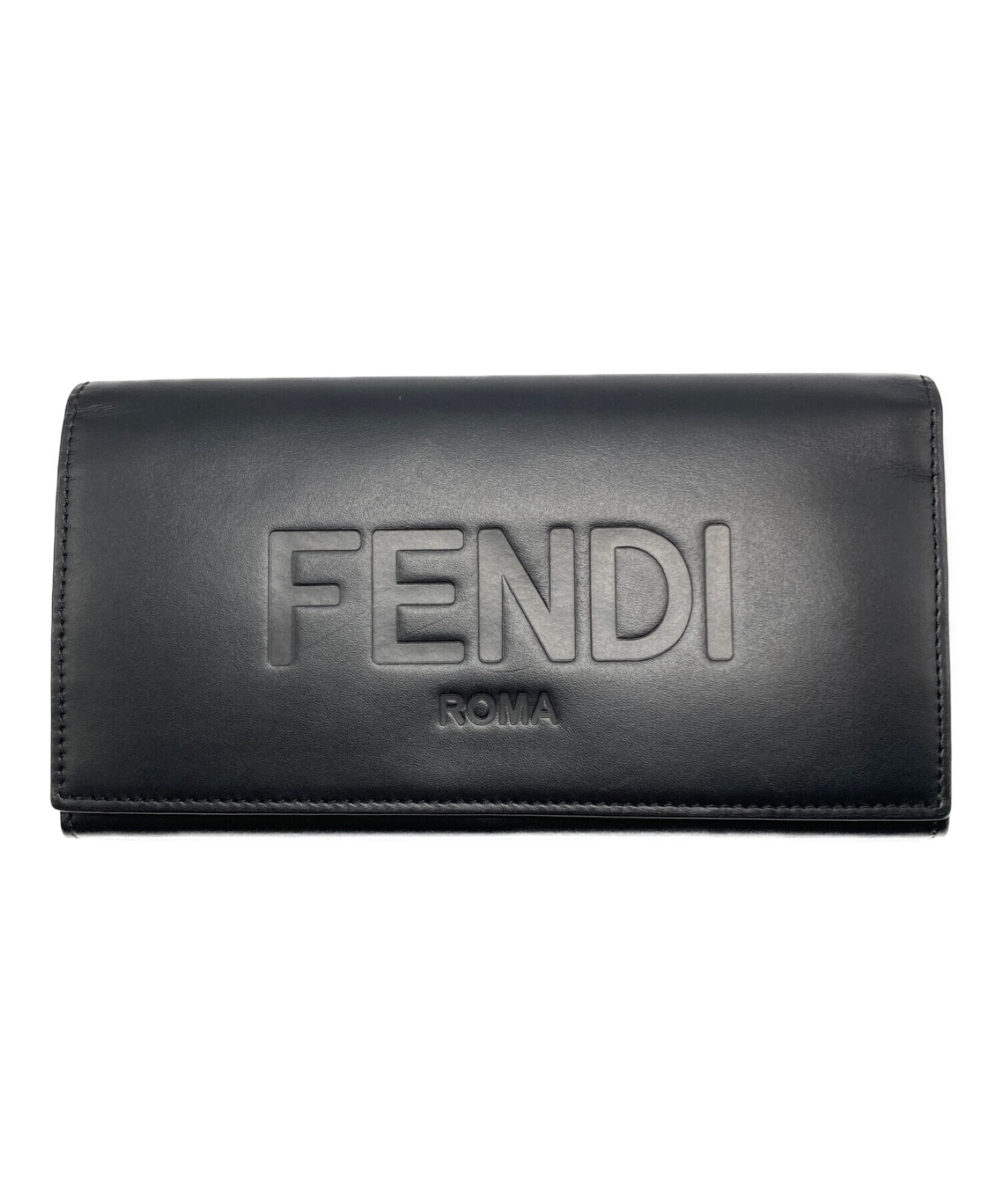 中古・古着通販】FENDI (フェンディ) エンボスロゴ長財布 ブラック