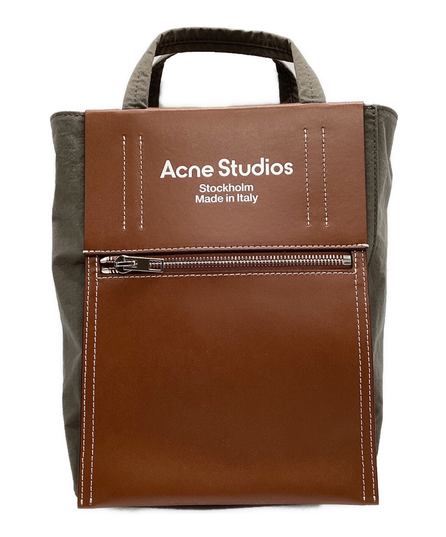 公式直販Acne Studios ペイパリーナイロントートバッグ　ブラウンピンク バッグ