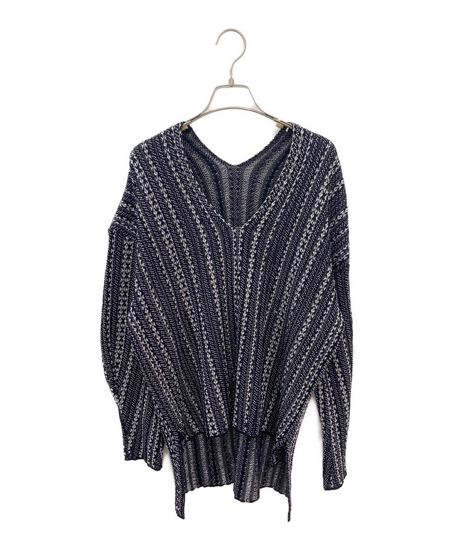 Mame Kurogouchi (マメクロゴウチ) V Neck Jacquard Knitted Pullover ブラック サイズ:2