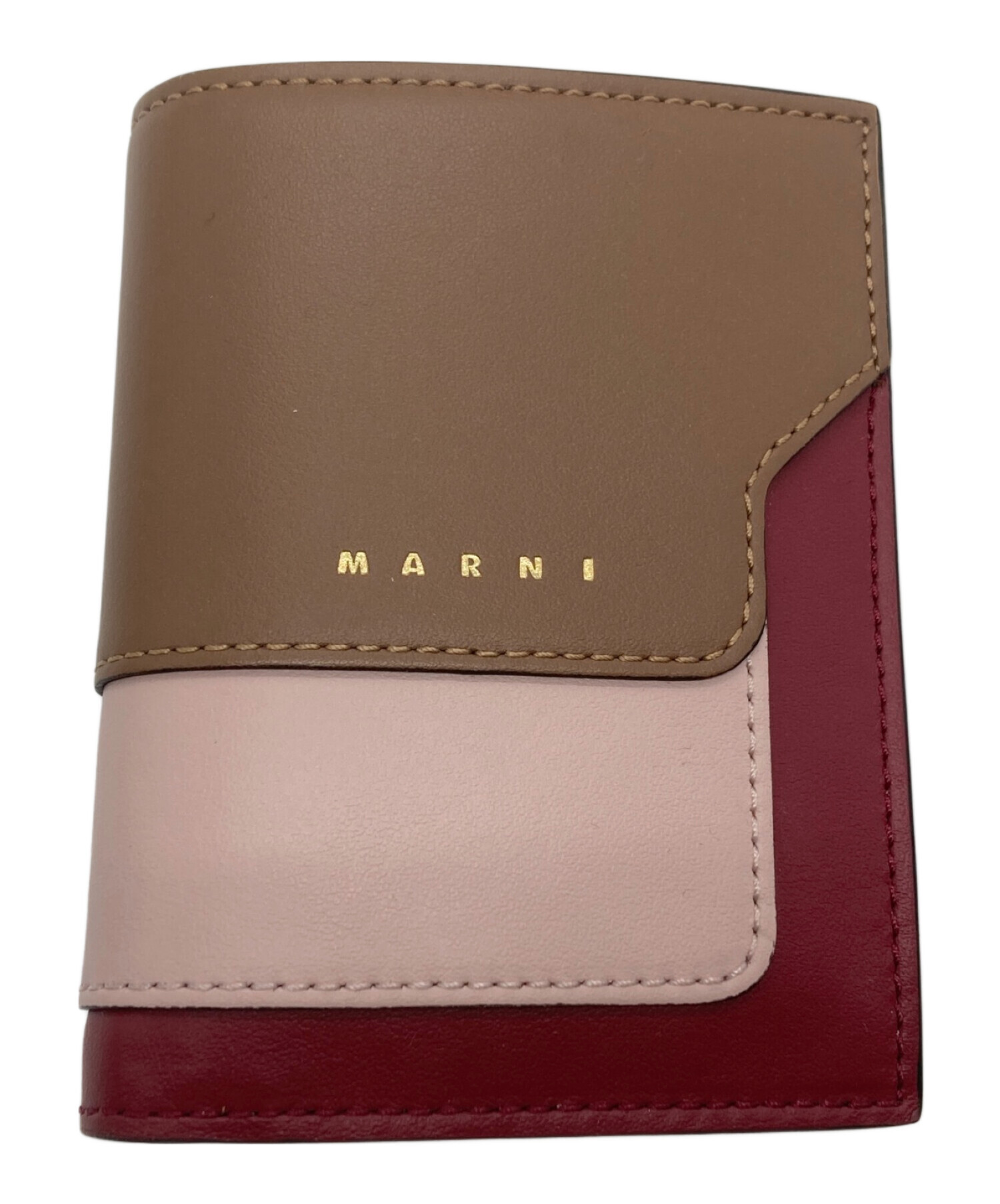 MARNI (マルニ) コンパクトウォレット サフィアーノレザー バイカラー 2つ折り財布 ボルドー