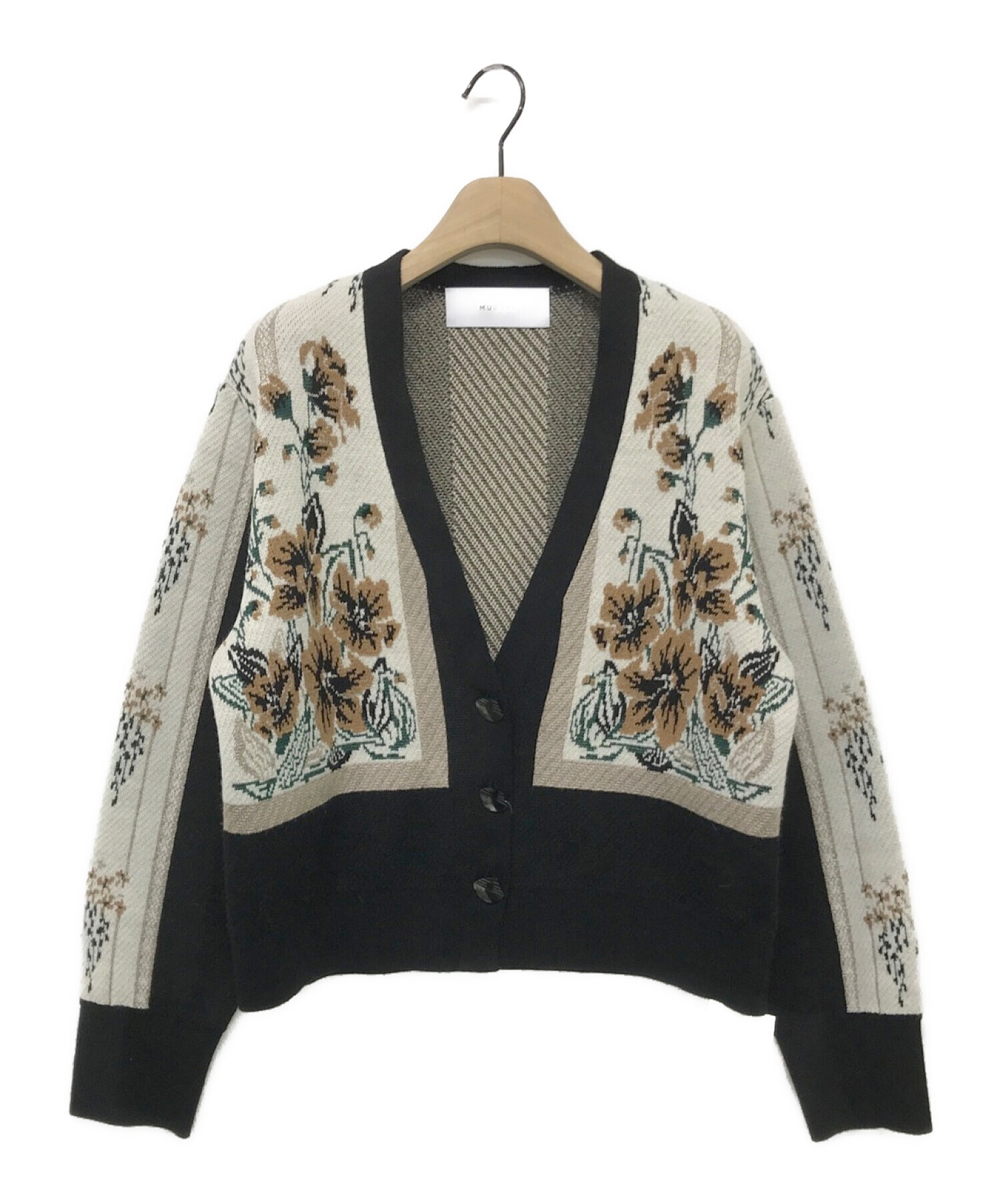 MURRAL (ミューラル) Framed flower knit cardigan ブラック サイズ:F