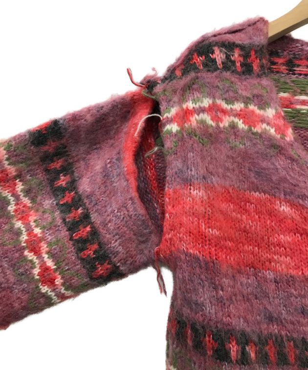 PERVERZE (パーバーズ) Blend Border Knit Cardigan ピンク サイズ:F