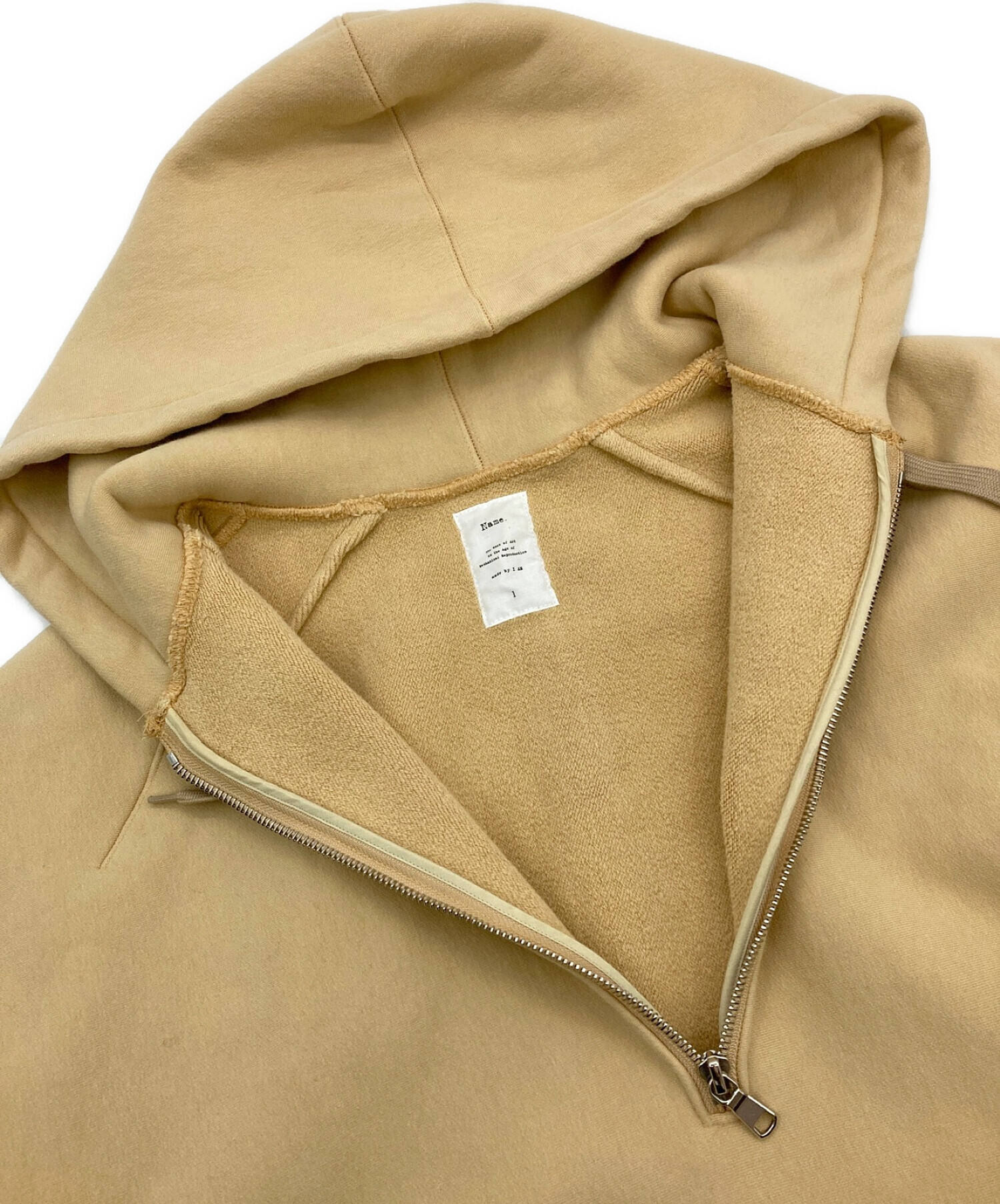 中古・古着通販】Name. (ネーム) HALF ZIP HOODED SWEATER ベージュ