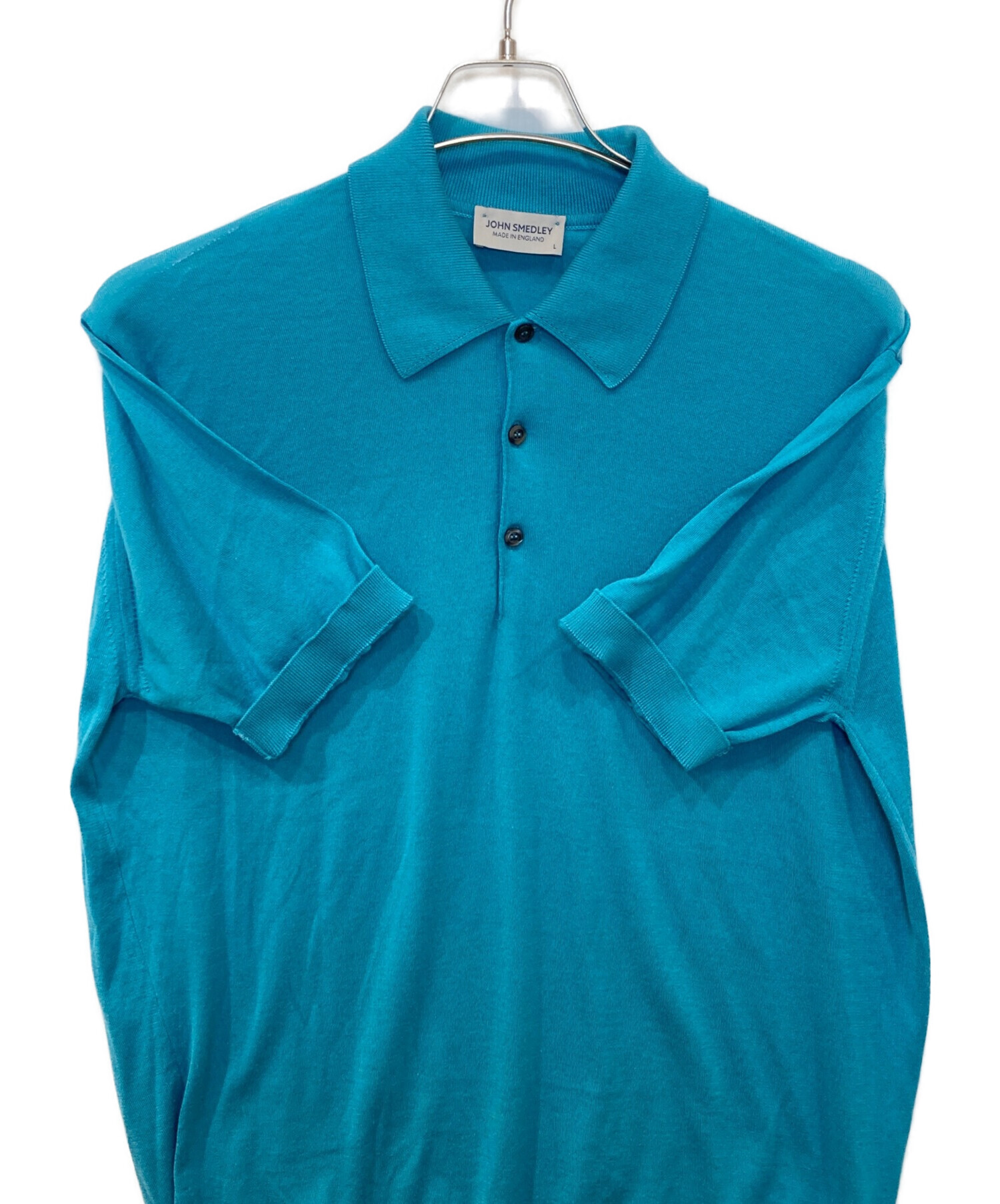 JOHN SMEDLEY (ジョンスメドレー) 半袖ニットシャツ ブルー サイズ:L