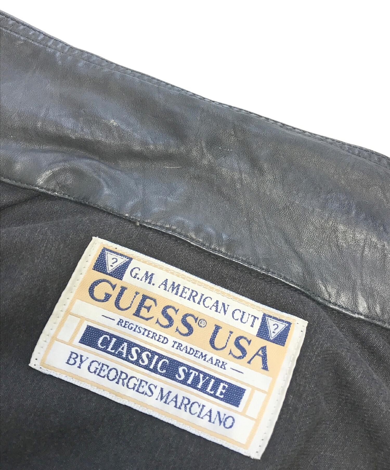 中古・古着通販】GUESS (ゲス) [OLD]レザー襟切替ワイドデニム