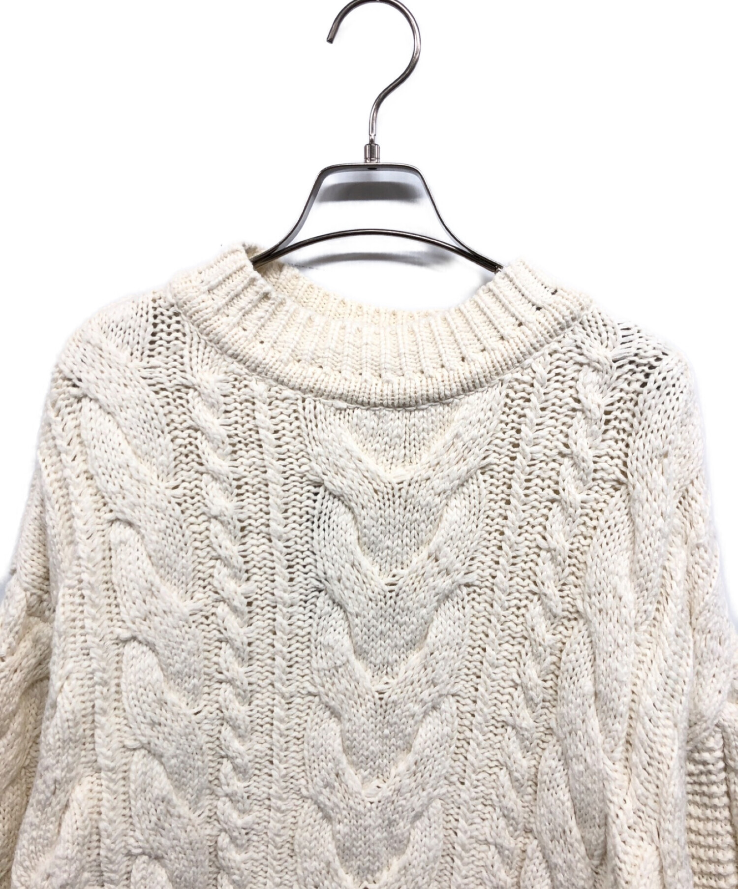 中古・古着通販】M (エム) CABLE KNIT チュニック ホワイト サイズ:F