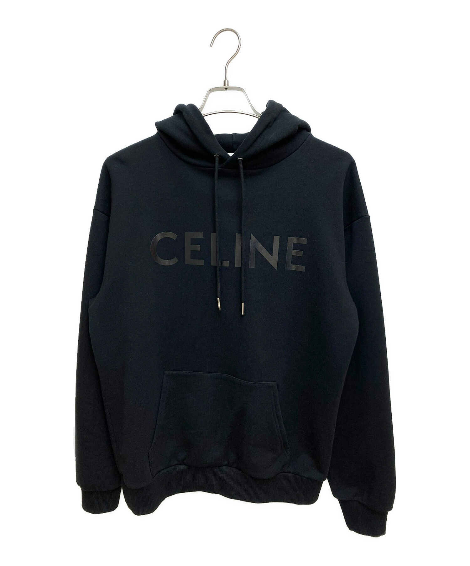CELINE (セリーヌ) ビニルフーディー / コットンフリース ブラック サイズ:S