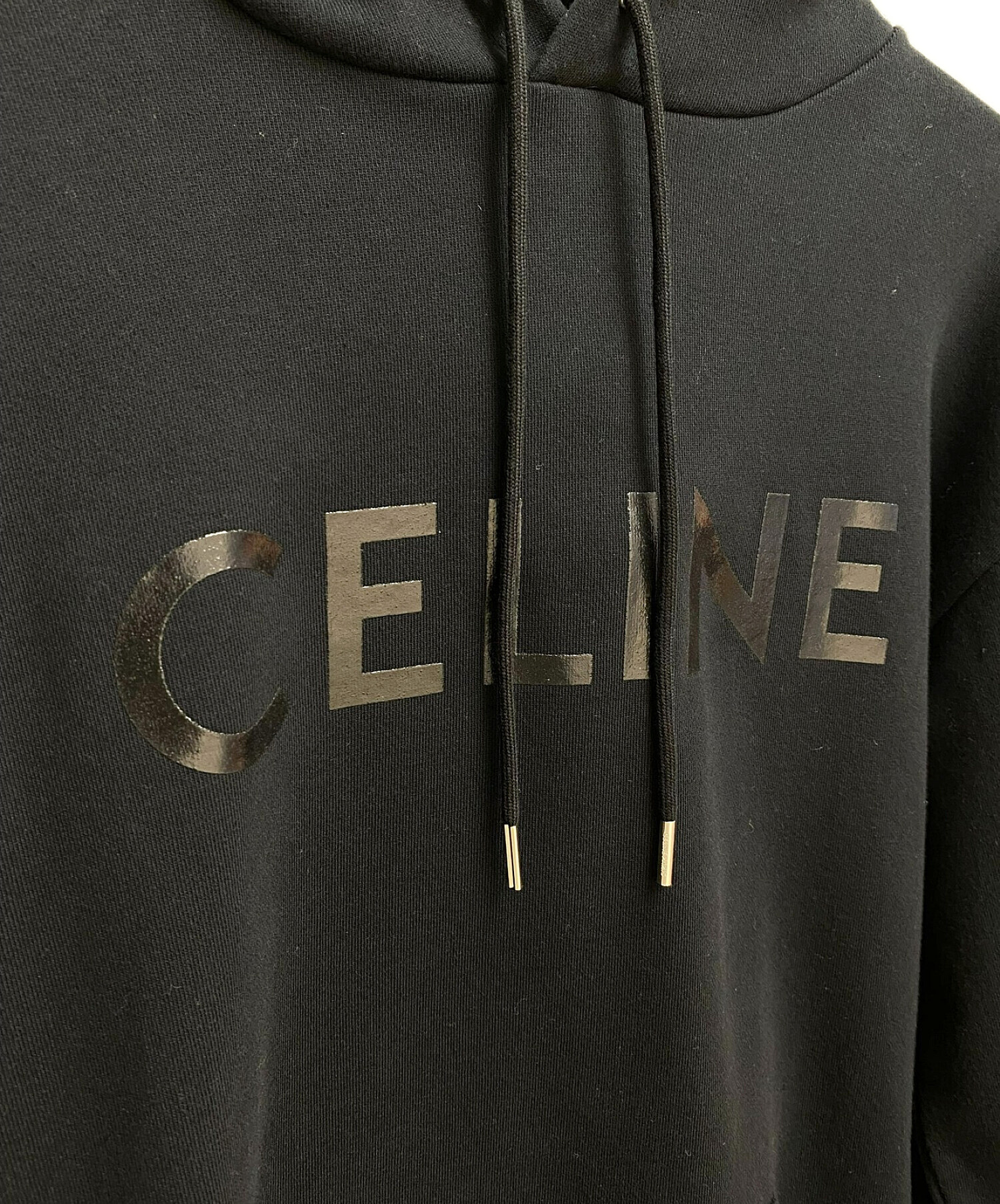 CELINE (セリーヌ) ビニルフーディー / コットンフリース ブラック サイズ:S