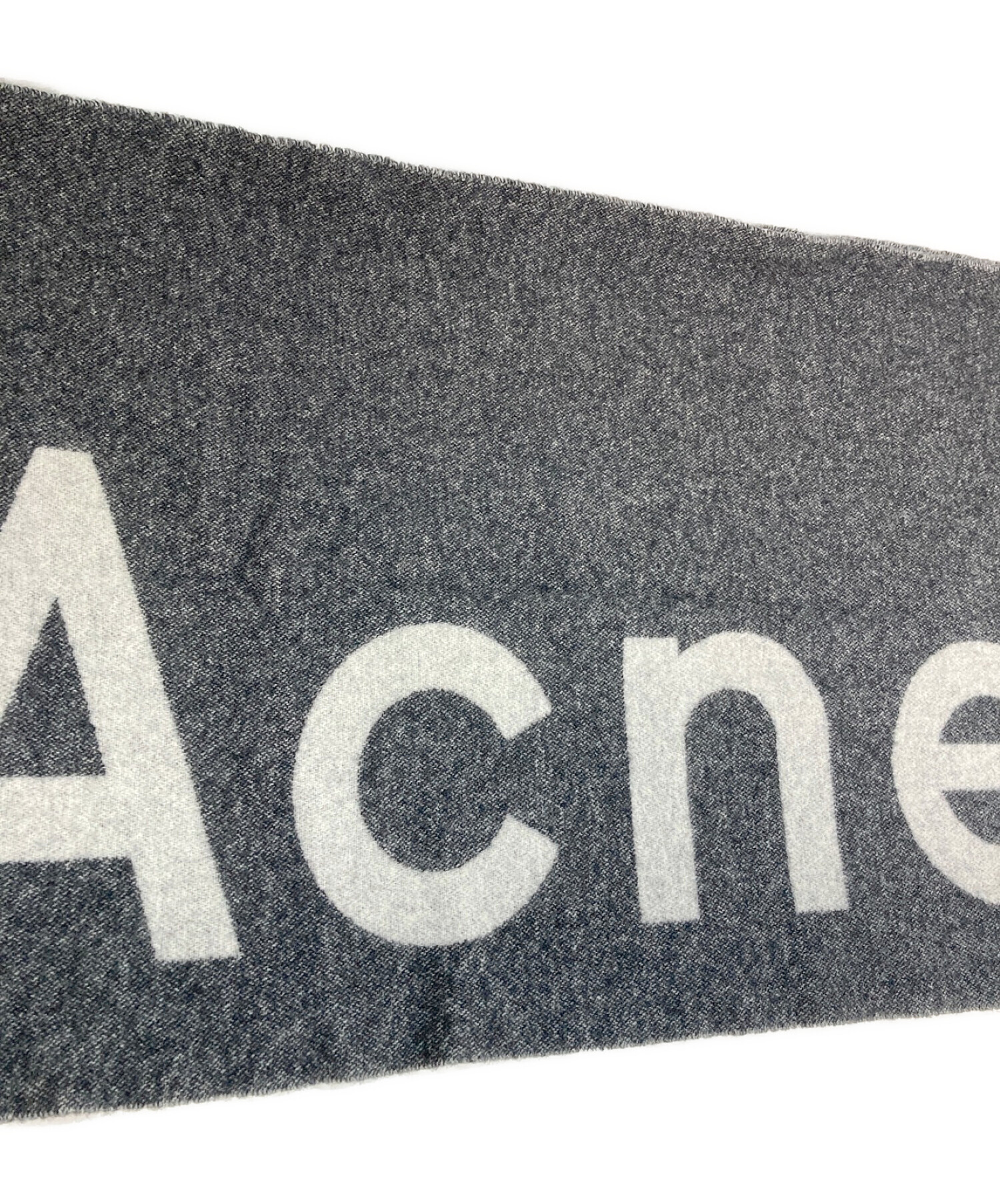 ACNE STUDIOS (アクネストゥディオズ) ロゴウールブレンドマフラー グレー サイズ:220×50cm