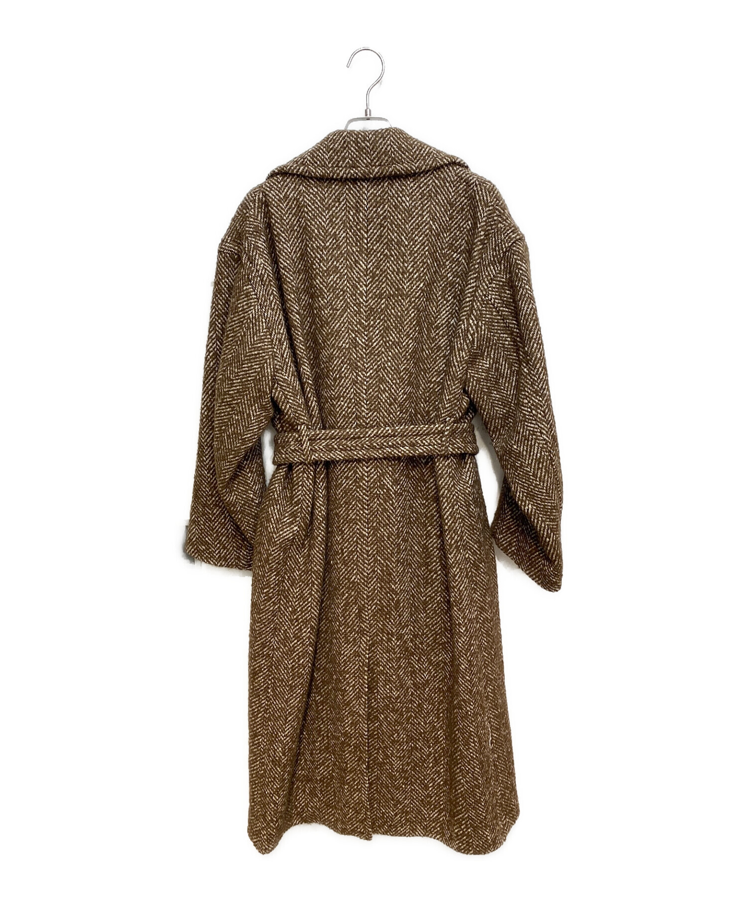 AURALEE (オーラリー) WOOL ALPACA HERRINGBONE TWEED DOUBLE COAT ブラウン サイズ:XS