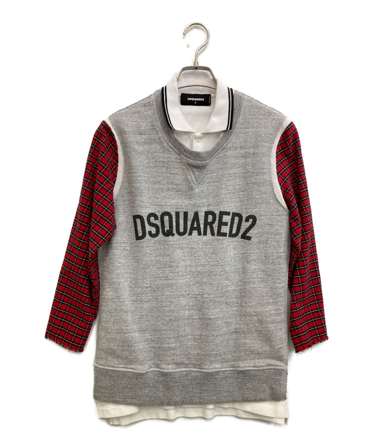 DSQUARED2 (ディースクエアード) ドッキングポロシャツ グレー サイズ:S