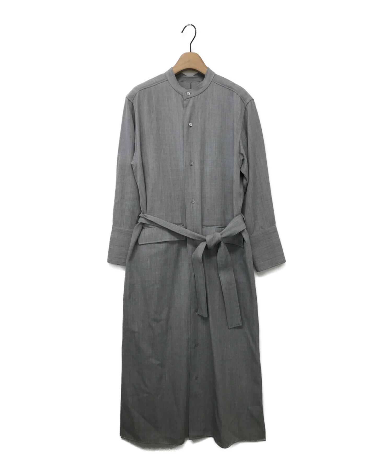 POSTELEGANT (ポステレガント) WOOL LONG SHIRT DRESS グレー サイズ:L