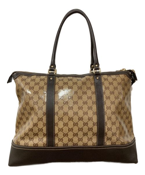 【中古・古着通販】GUCCI (グッチ) ショルダーPVCコーティングキャンバストートバッグ ブラウン｜ブランド・古着通販  トレファク公式【TREFAC FASHION】スマホサイト