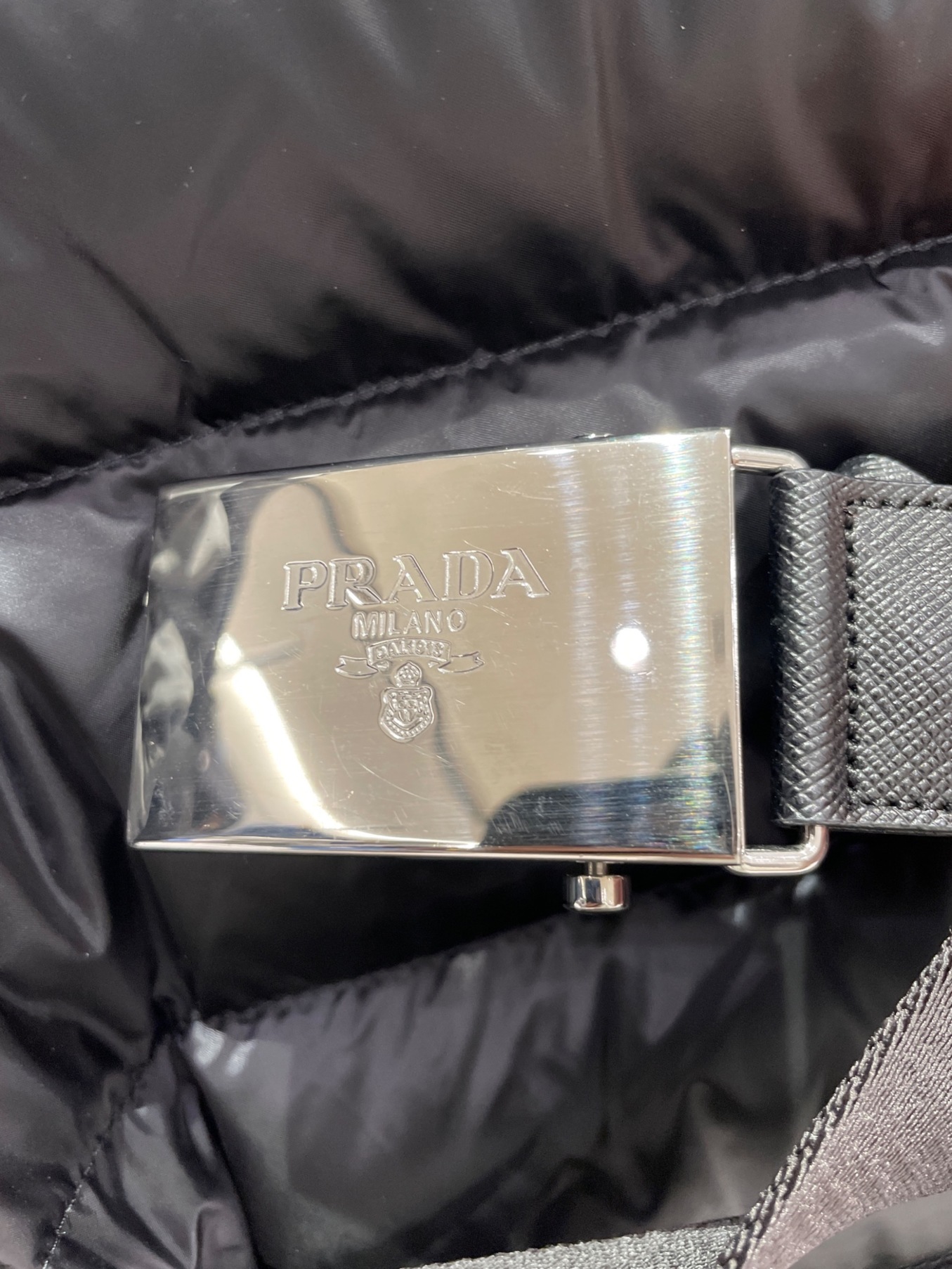 中古・古着通販】PRADA (プラダ) ベルト付きダウンコート ブラック