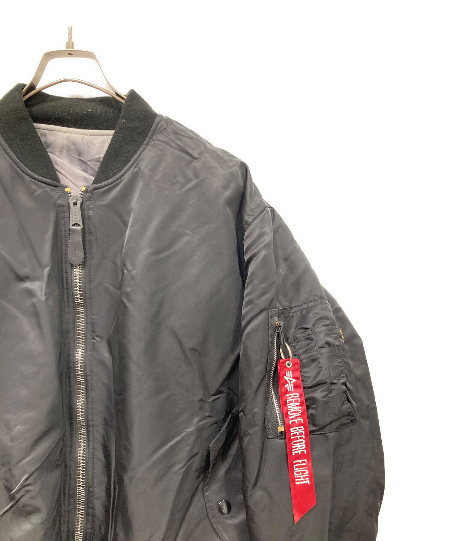 ALPHA (アルファ) リバーシブルMA-1ジャケット ブラック サイズ:XL