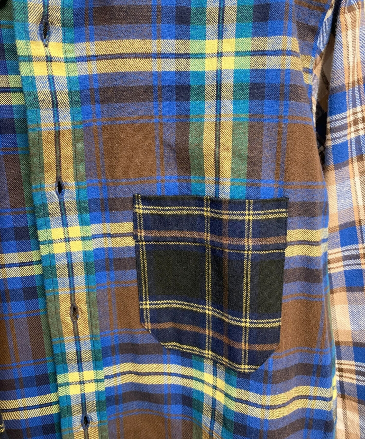 LOEWE (ロエベ) Eln Patchwork Check Overshirt ブルー サイズ:S