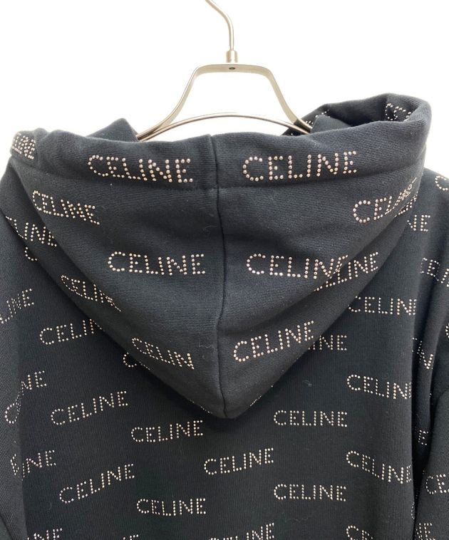 CELINE (セリーヌ) スタッズ付き ルーズフーディー / コットンフリース ブラック サイズ:S