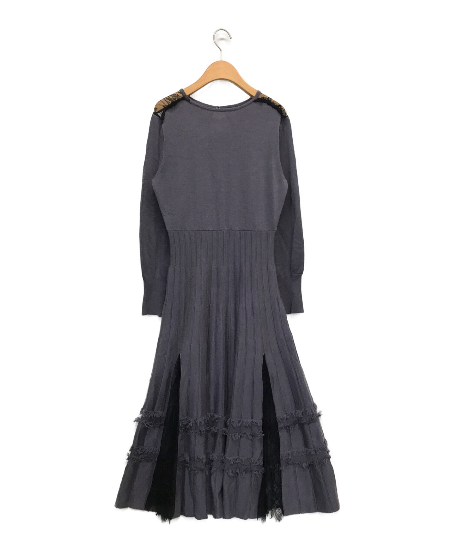 Lace Trimmed Knit Long Dress her lip toロングワンピース/マキシワンピース