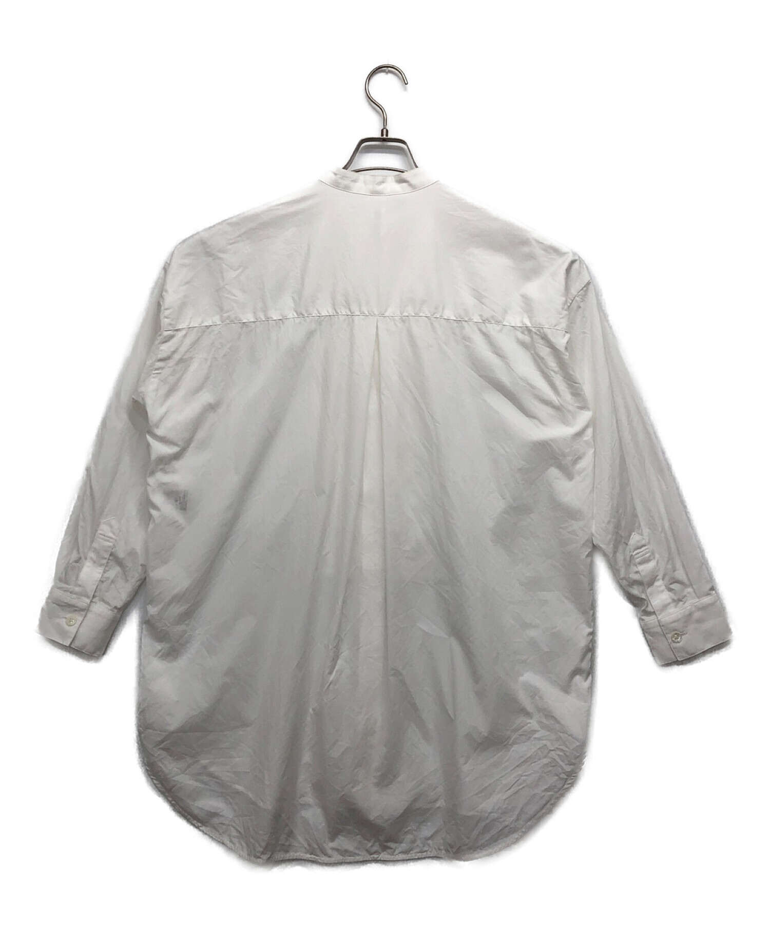 Traditional Weatherwear (トラディショナルウェザーウェア) ビッグ タックアップ ノーカラー ピンタック シャツ ホワイト  サイズ:xs