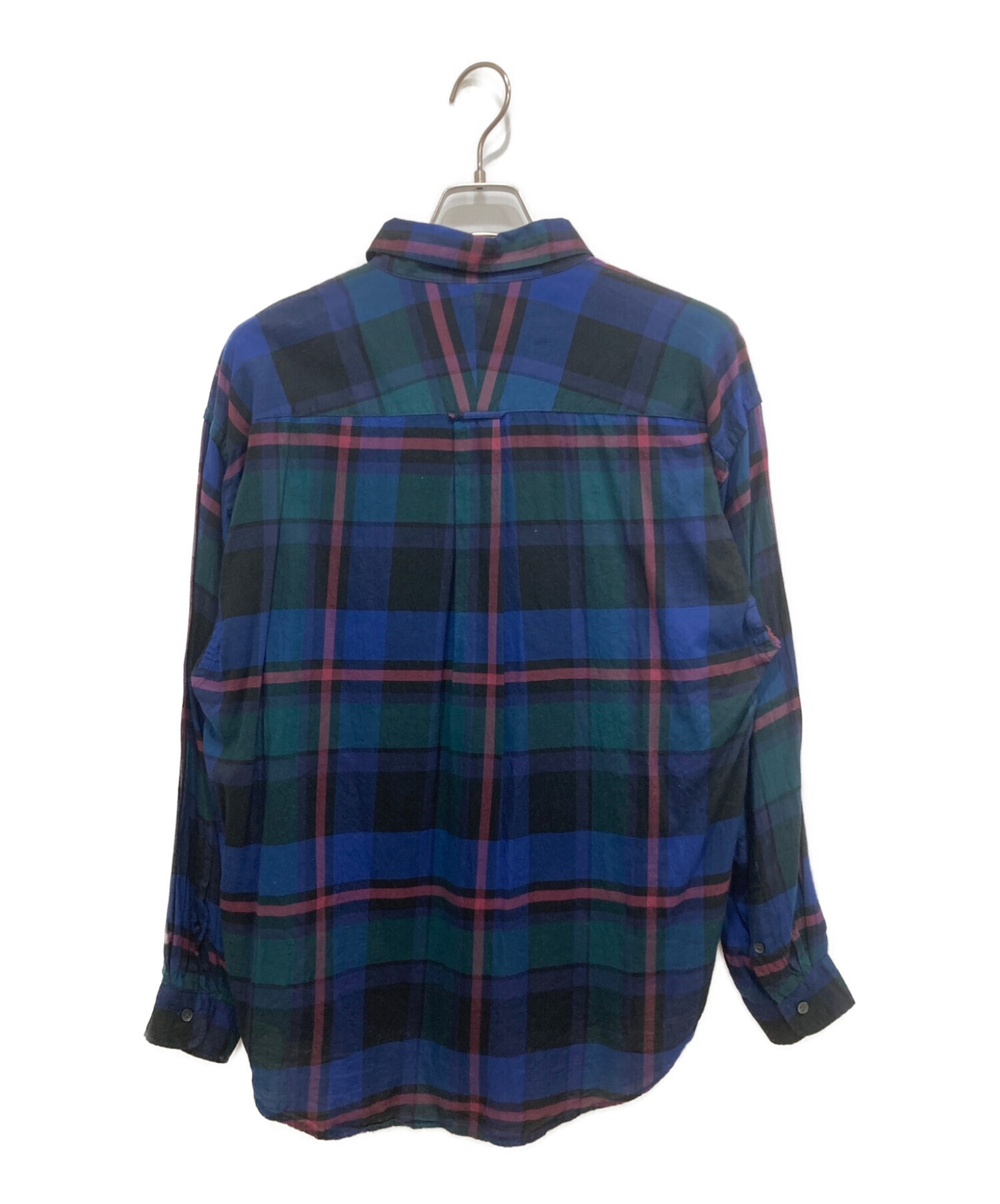 DESCENDANT (ディセンダント) HYANNIS B.D LS SHIRT FULL ネイビー×グリーン サイズ:1(S)