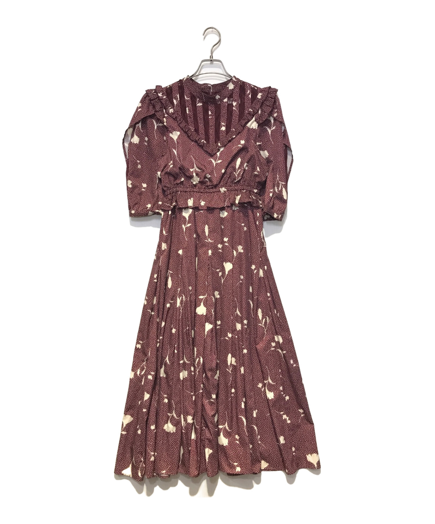 中古・古着通販】HER LIP TO (ハーリップトゥ) autumn floral lace trimmed dress ボルドー  サイズ:M｜ブランド・古着通販 トレファク公式【TREFAC FASHION】スマホサイト