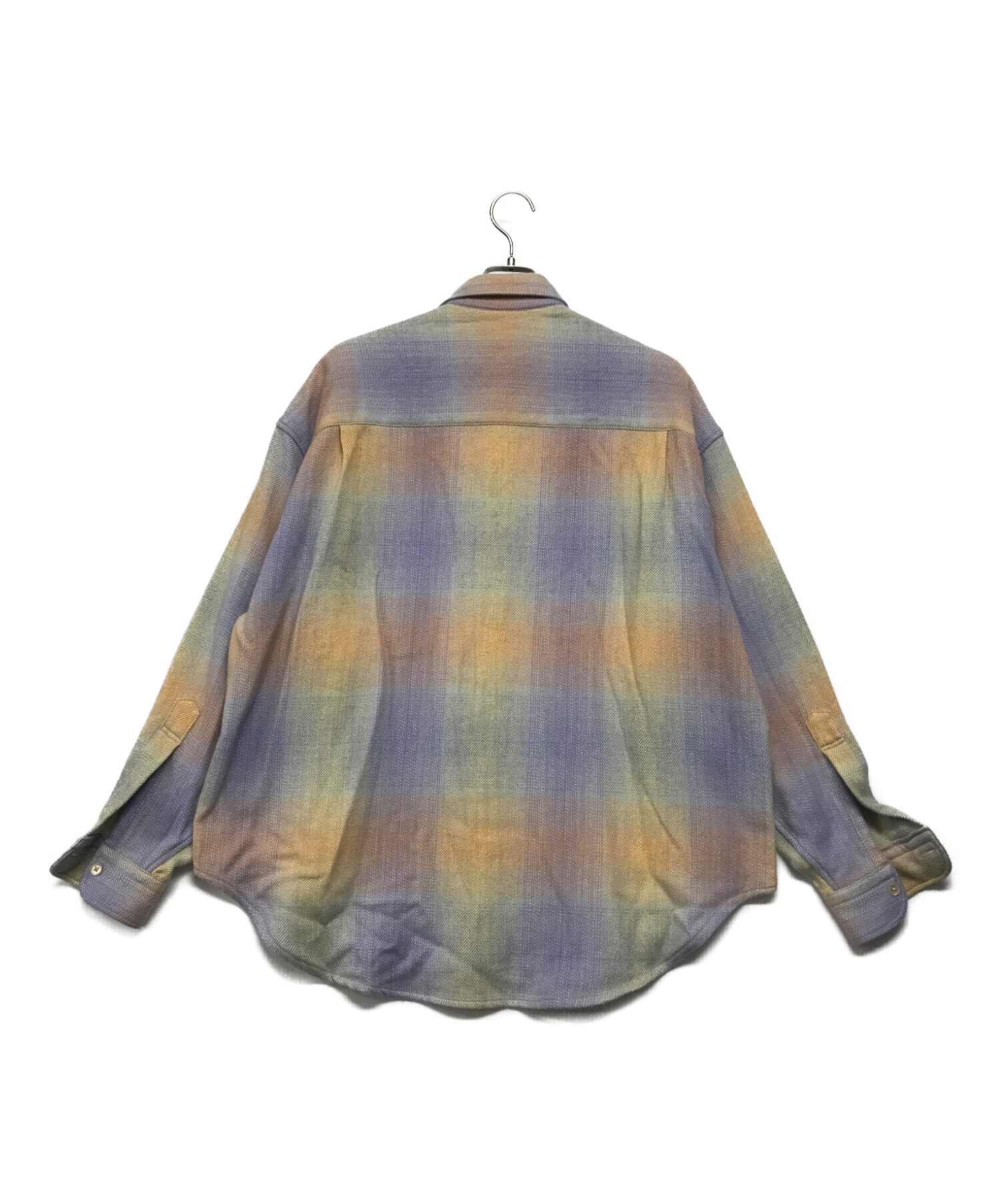 H BEAUTY&YOUTH (エイチ ビューティアンドユース) CASHMERE COTTON CHECK WIDE SHIRT パープル サイズ:M