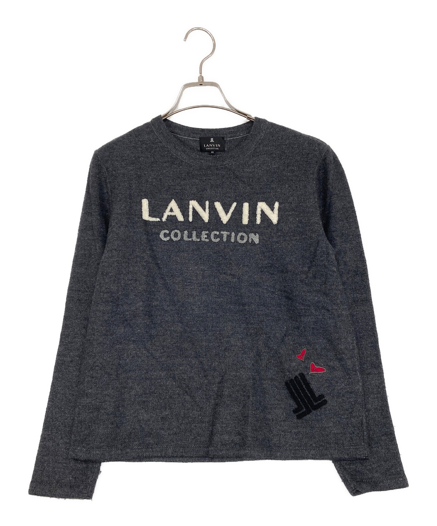 LANVIN COLLECTION (ランバンコレクション) ロゴクルーネックニット グレー サイズ:SIZE 40