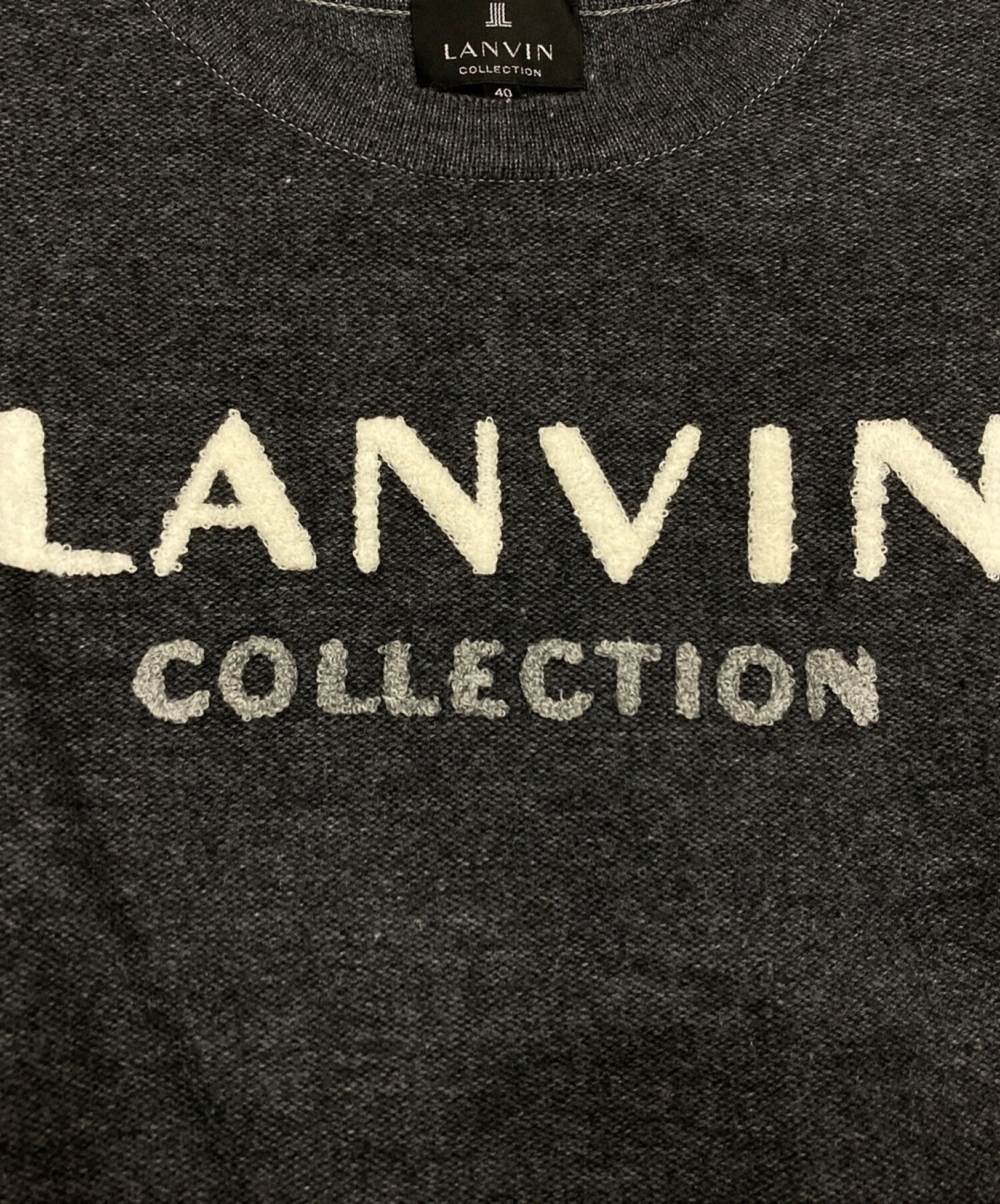 LANVIN COLLECTION (ランバンコレクション) ロゴクルーネックニット グレー サイズ:SIZE 40