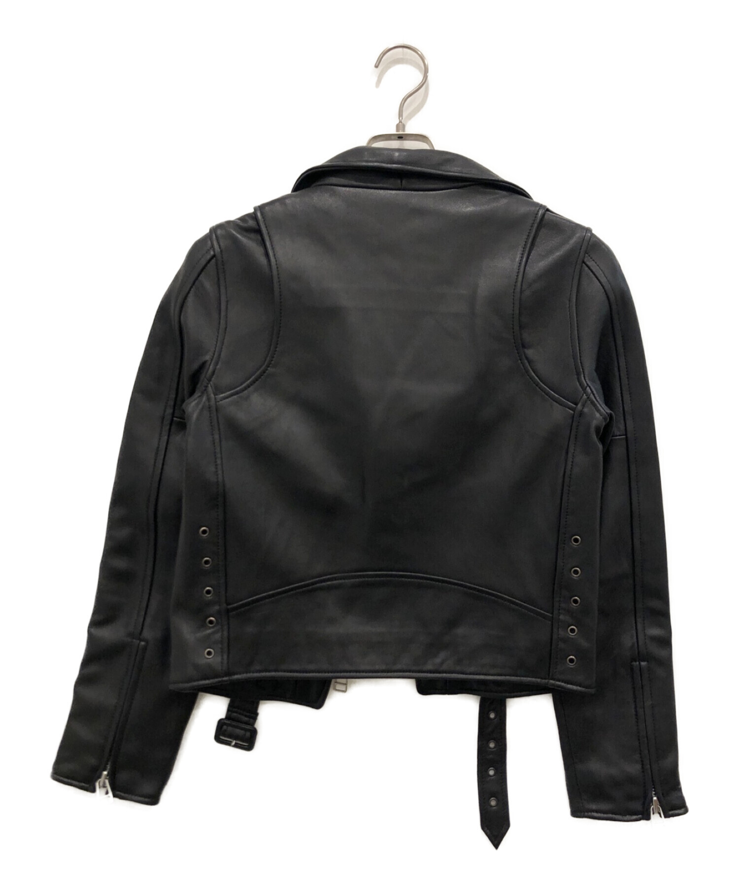 NINE (ナイン) ラムレザーライダースジャケット ブラック サイズ:１